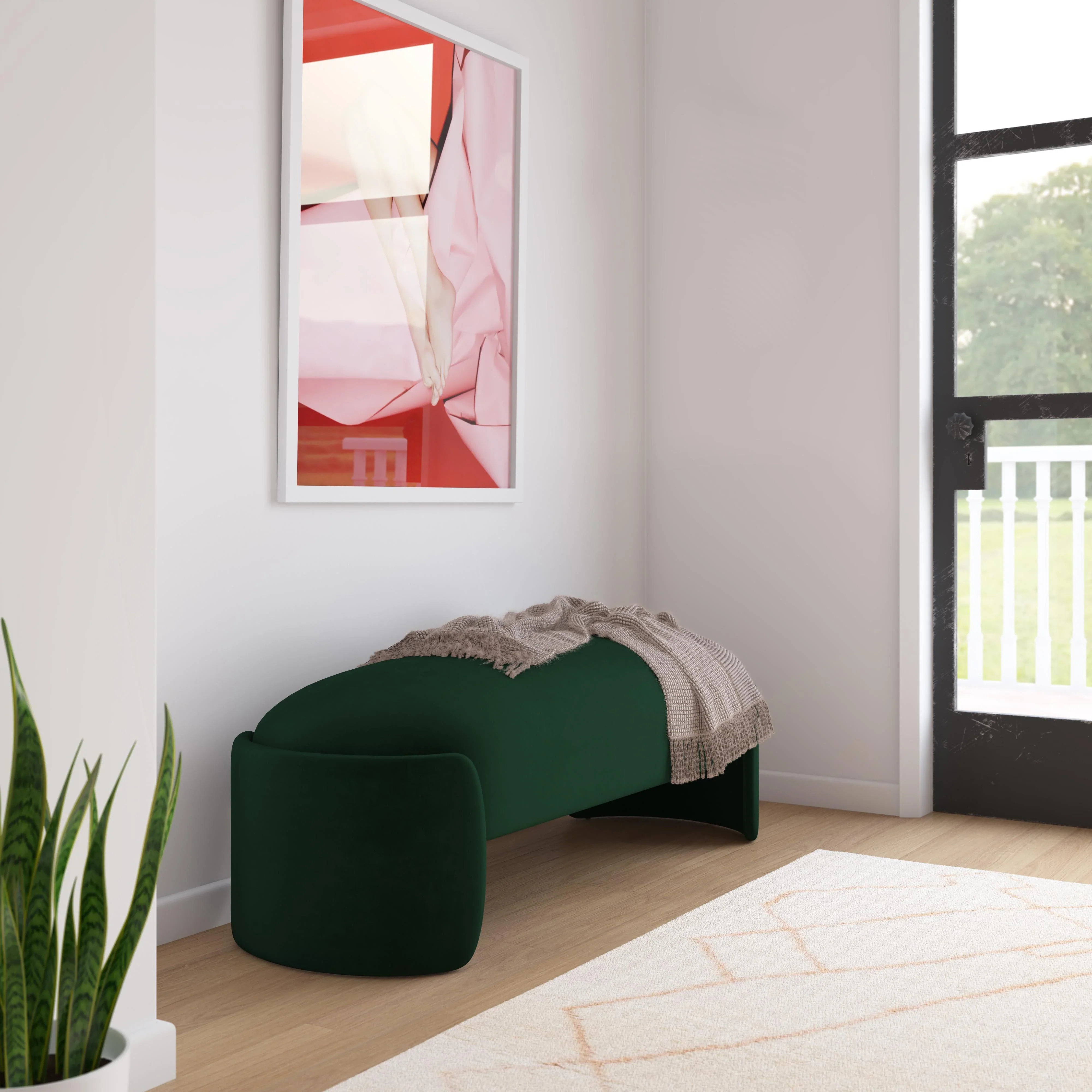 Toledo 53" Performance Velvet Bench - Image 2