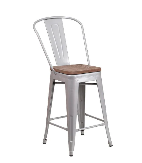 Tolix High Back w/ Wood Seat (Counter/Bar) - Image 3