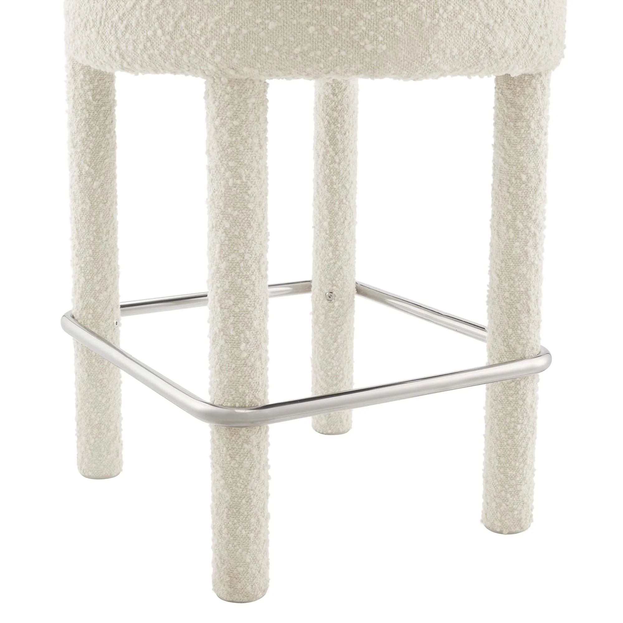 Toulouse Boucle Fabric Counter Stool Set of 2 in Ivory Silver - Image 9