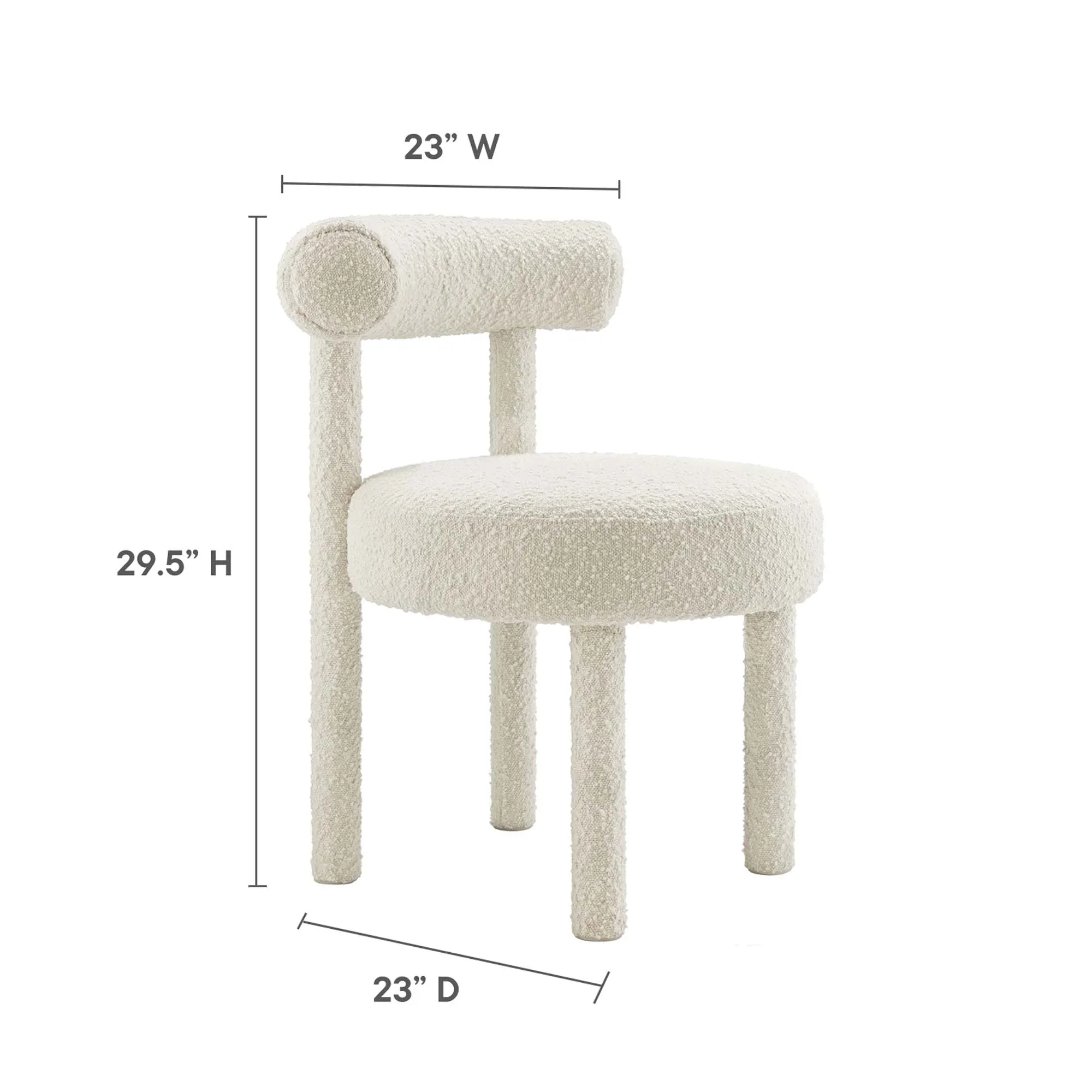 Toulouse Boucle Fabric Dining Chair Set of 2 in Ivory - Image 10
