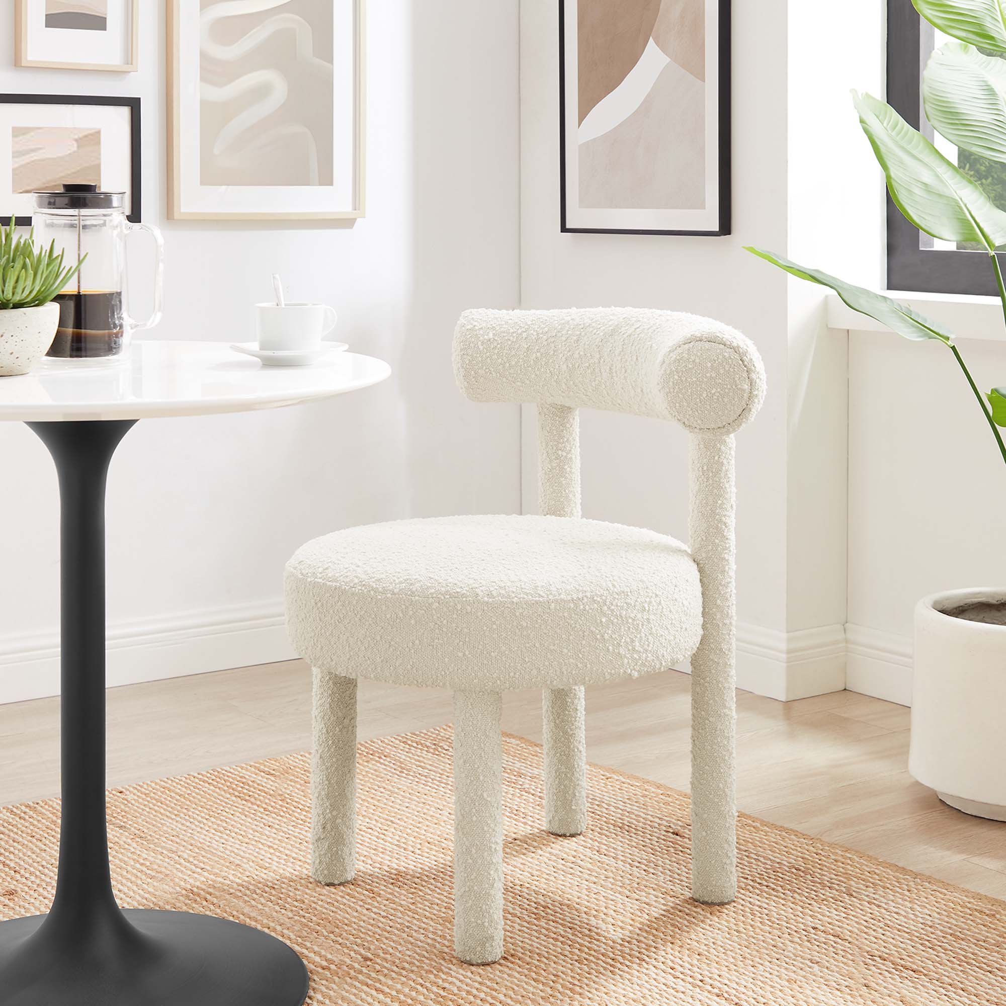 Toulouse Boucle Fabric Dining Chair Set of 2 in Ivory - Image 11