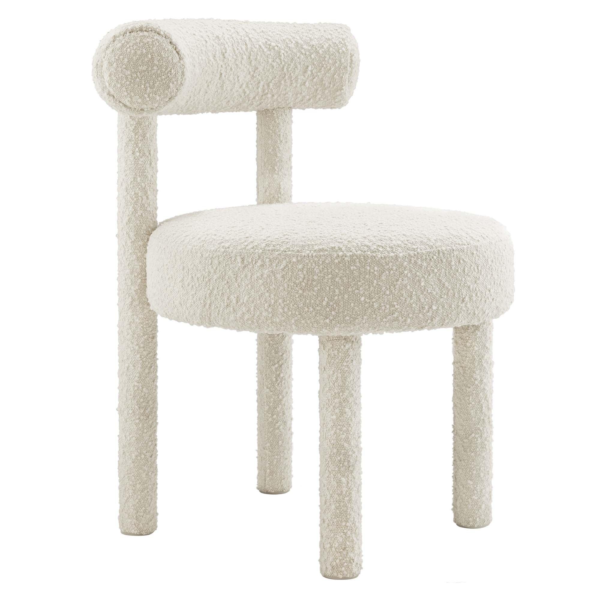 Toulouse Boucle Fabric Dining Chair Set of 2 in Ivory - Image 4