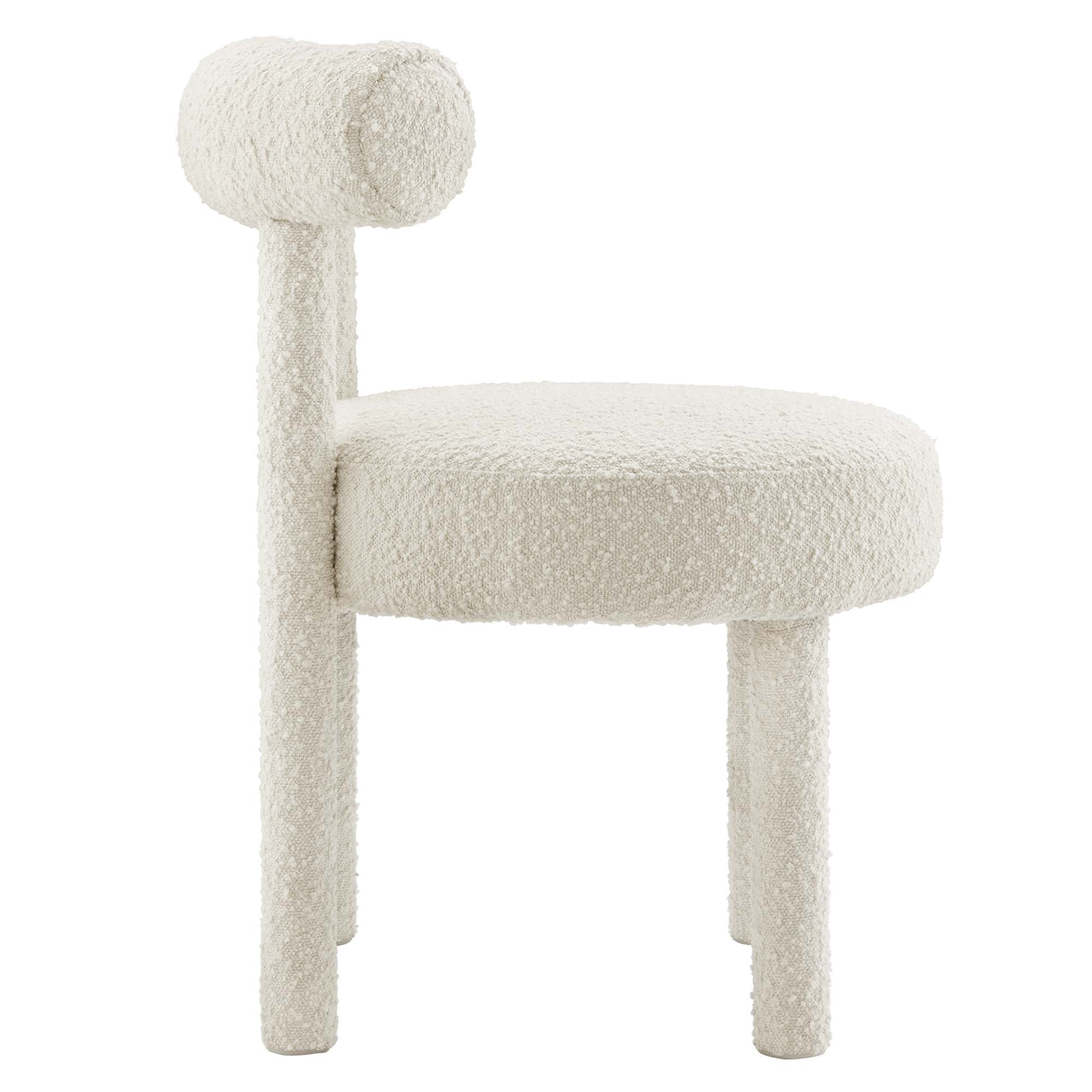 Toulouse Boucle Fabric Dining Chair Set of 2 in Ivory - Image 5