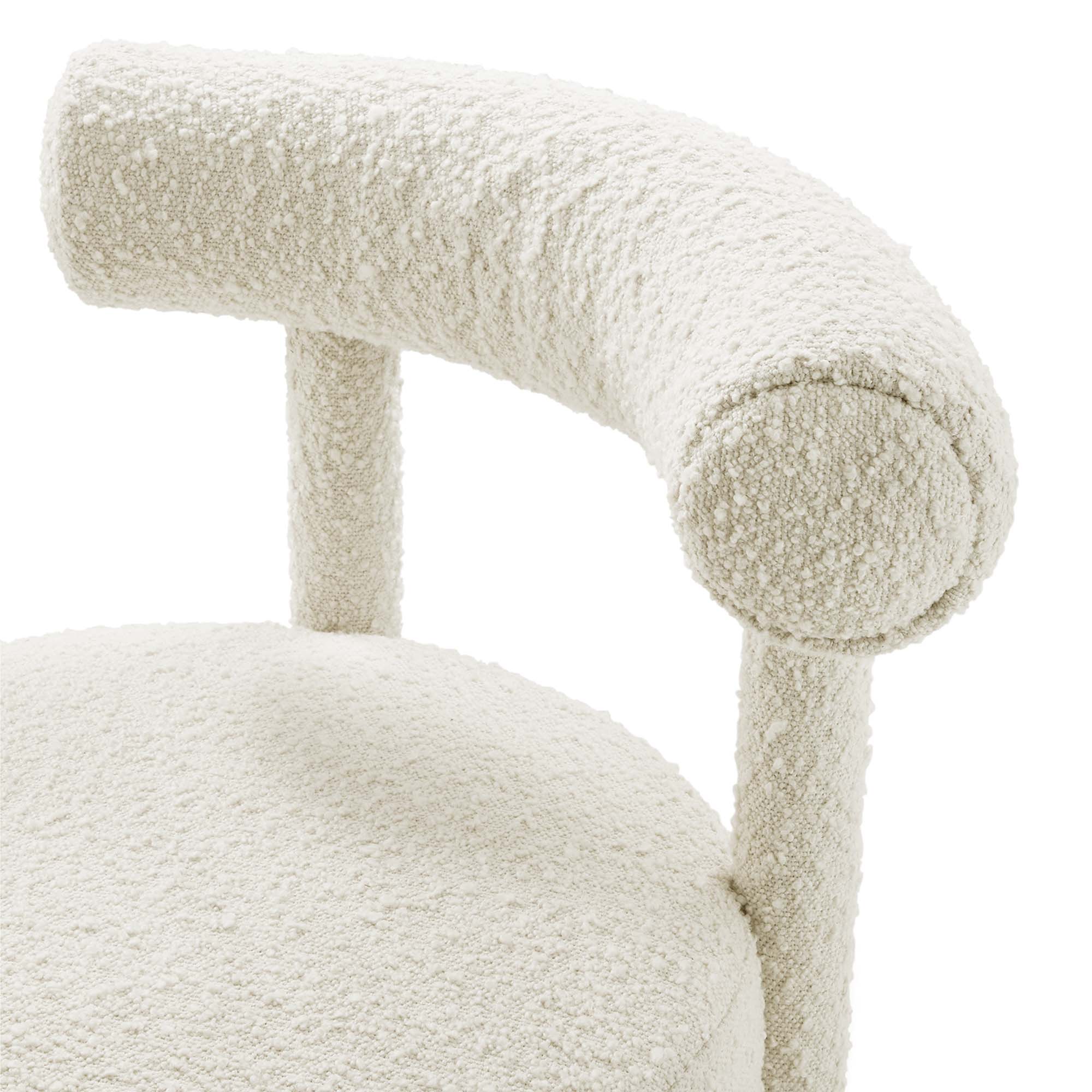 Toulouse Boucle Fabric Dining Chair Set of 2 in Ivory - Image 8