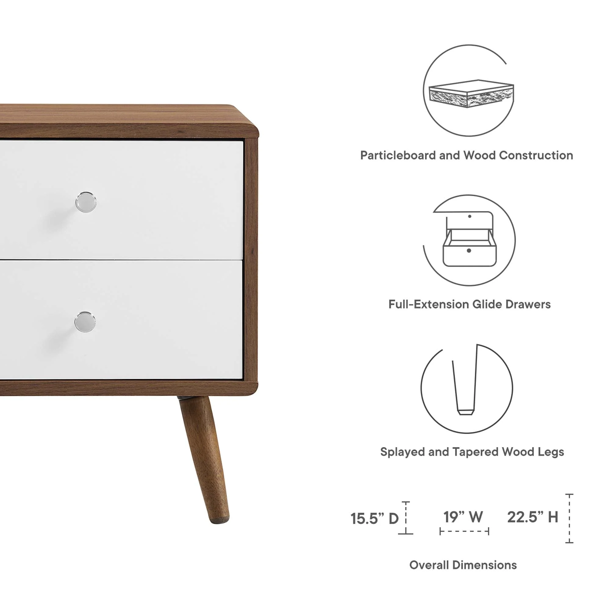 Transmit 2-Drawer Nightstand in Walnut White - Image 8