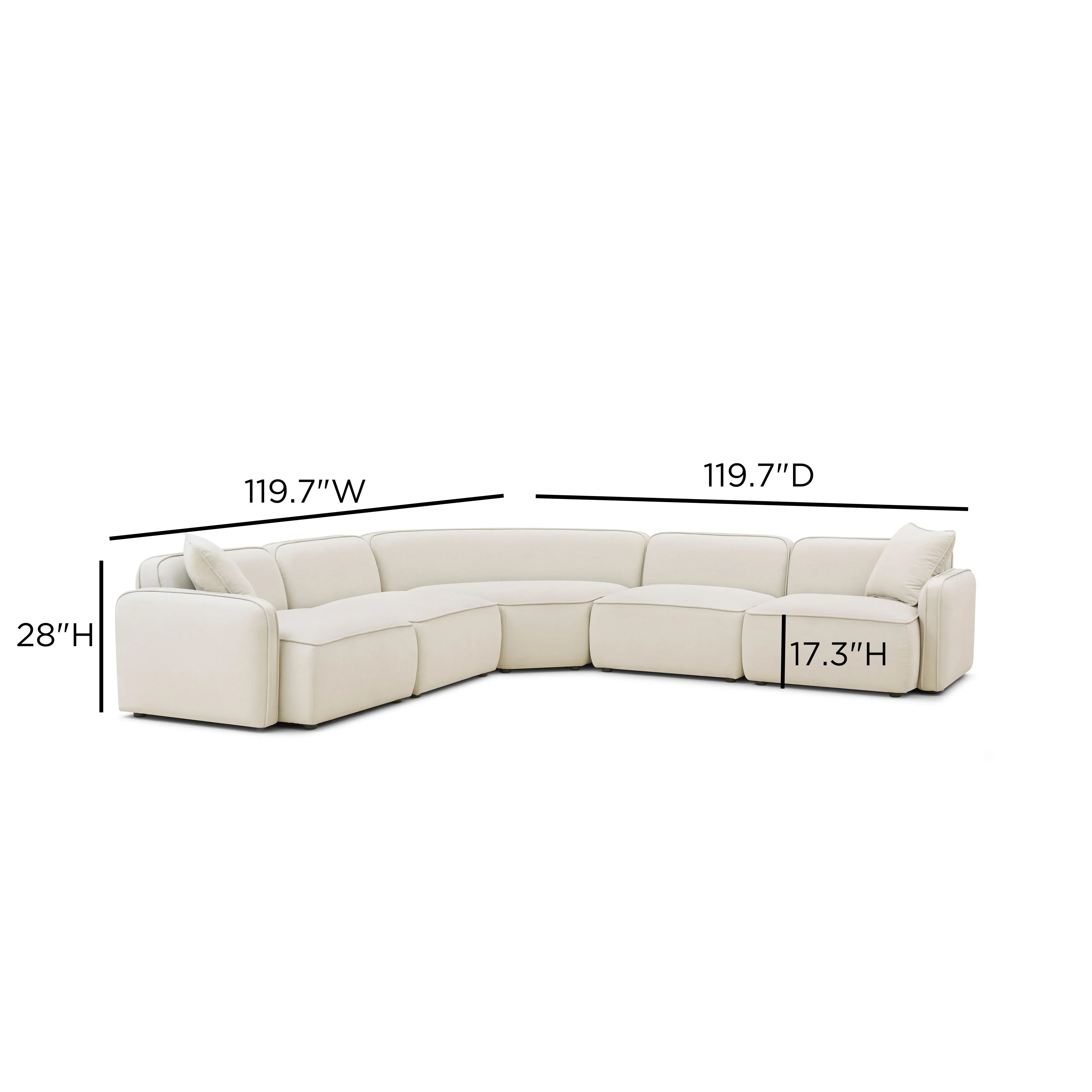 Travie 5-Piece Sand Upcycled Performance Linen Modular Large L-Sectional - Image 7