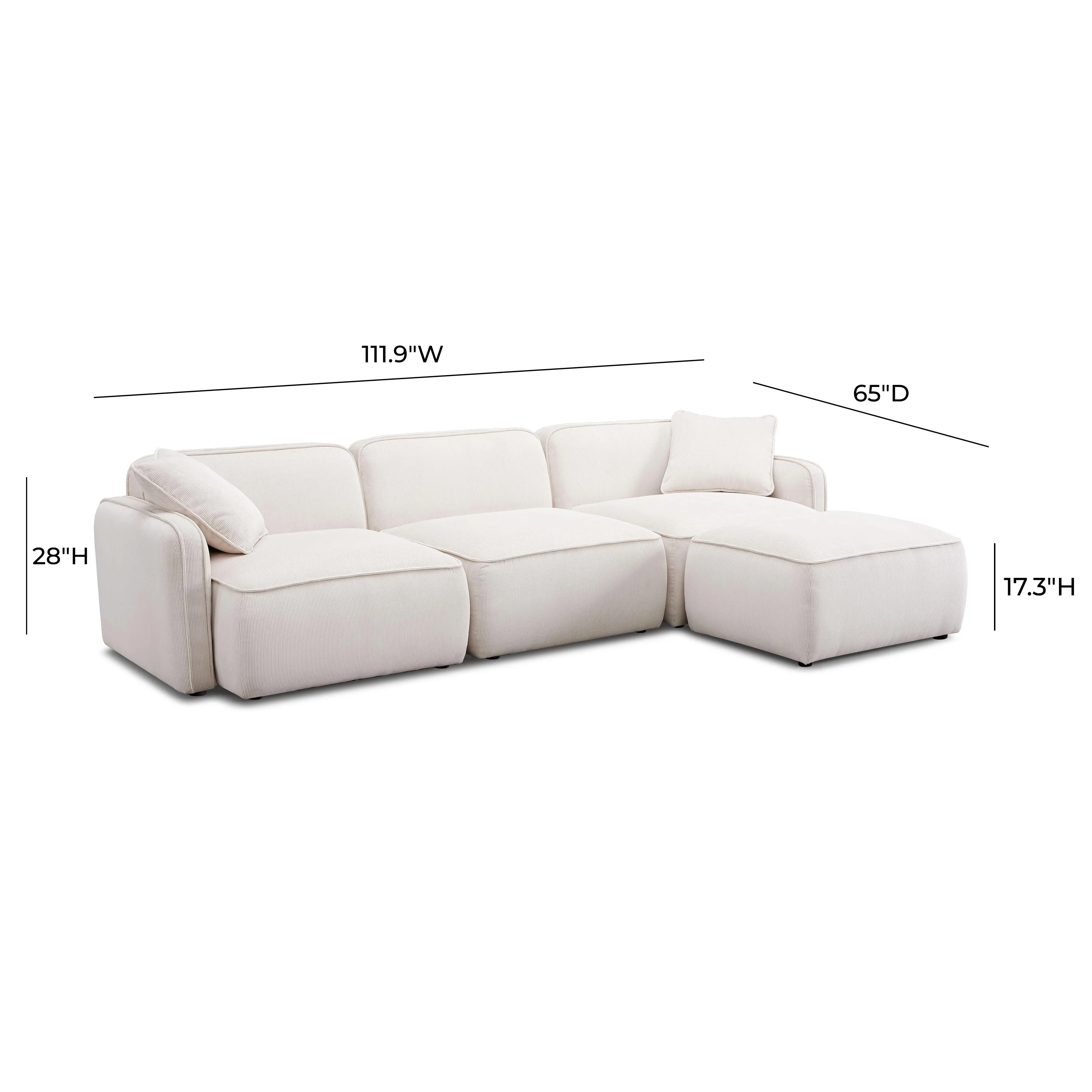 Travie 4-Piece Performance Corduroy Velvet Modular Sectional - Image 9