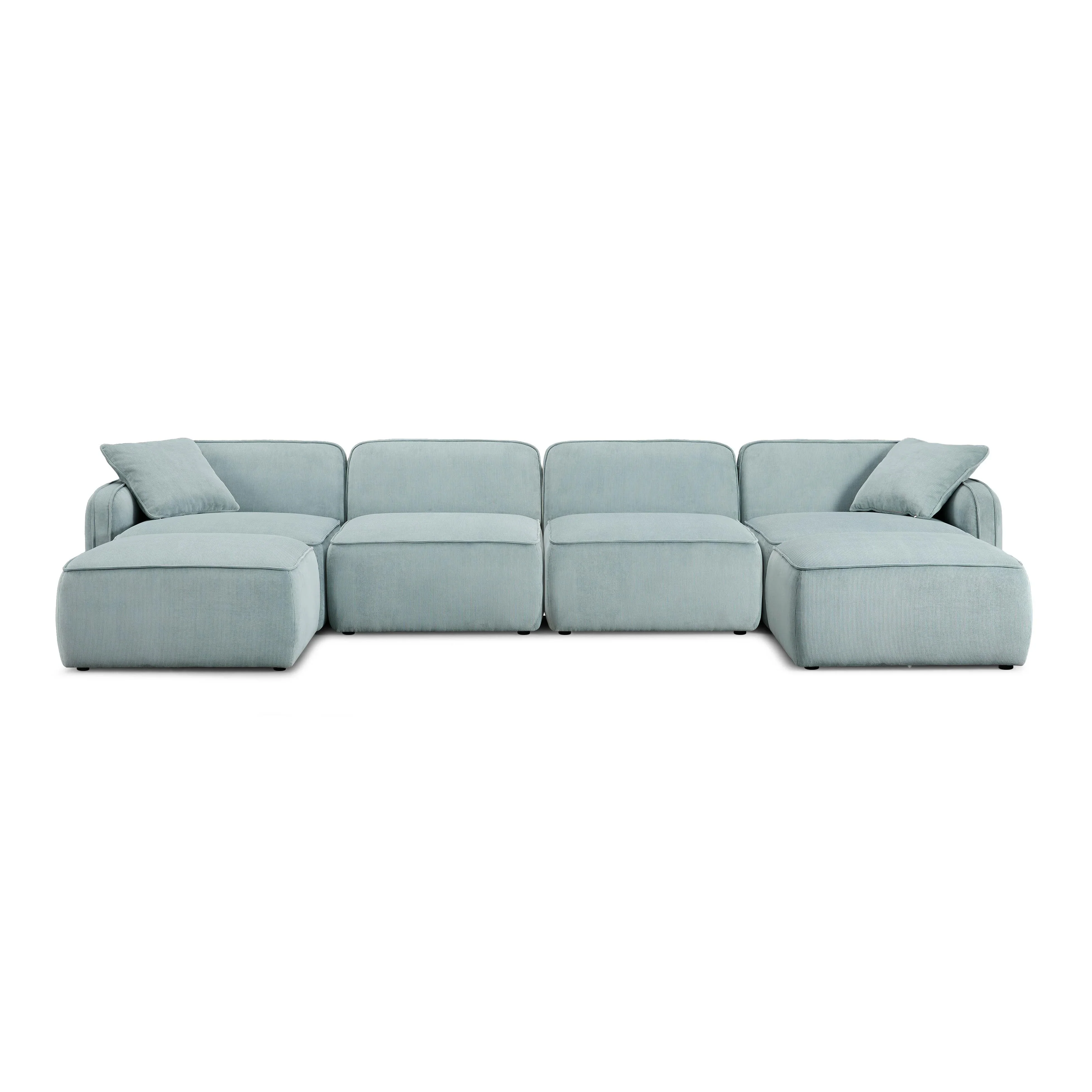 Travie 6-Piece Performance Corduroy Velvet Modular U-Sectional - Image 11