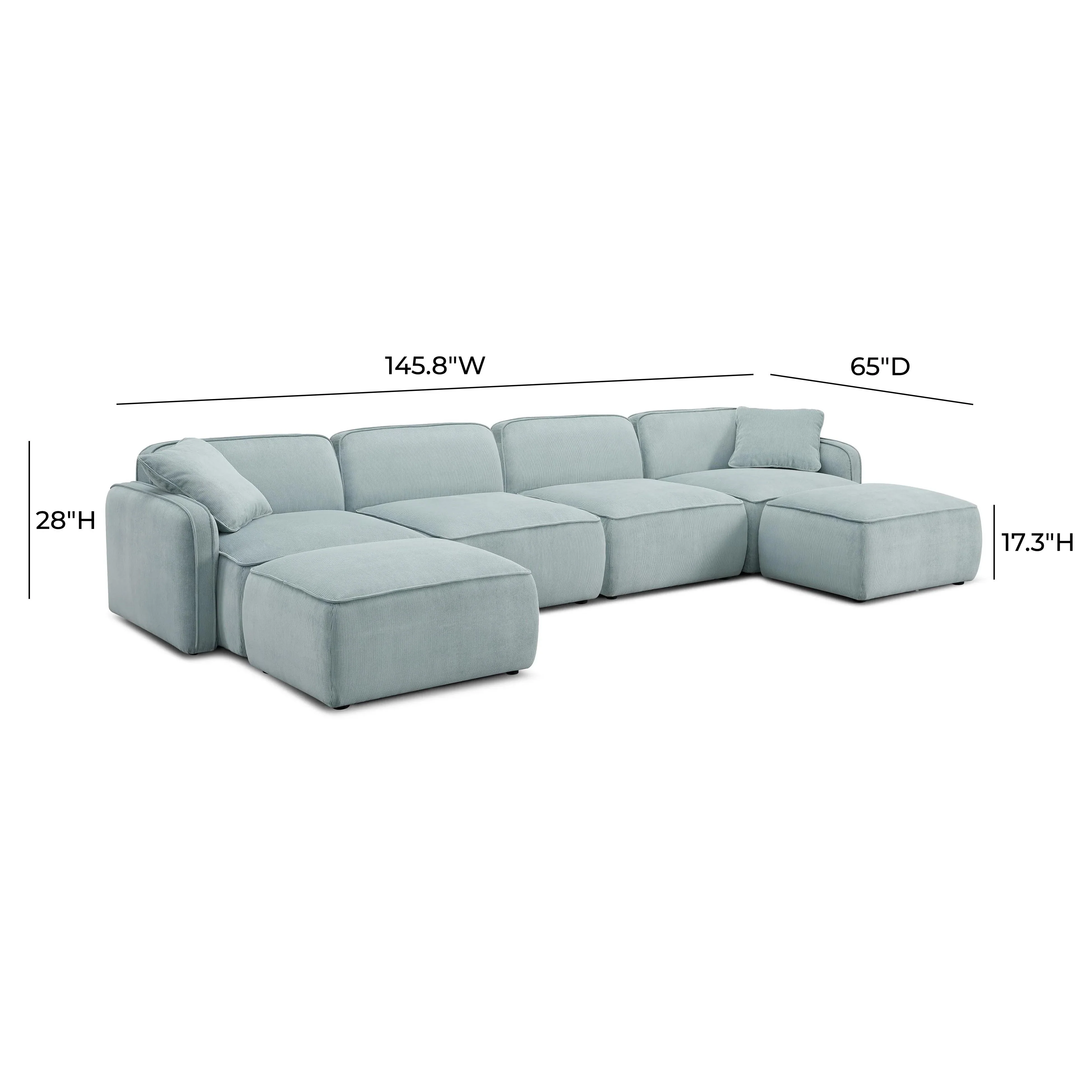 Travie 6-Piece Performance Corduroy Velvet Modular U-Sectional - Image 14