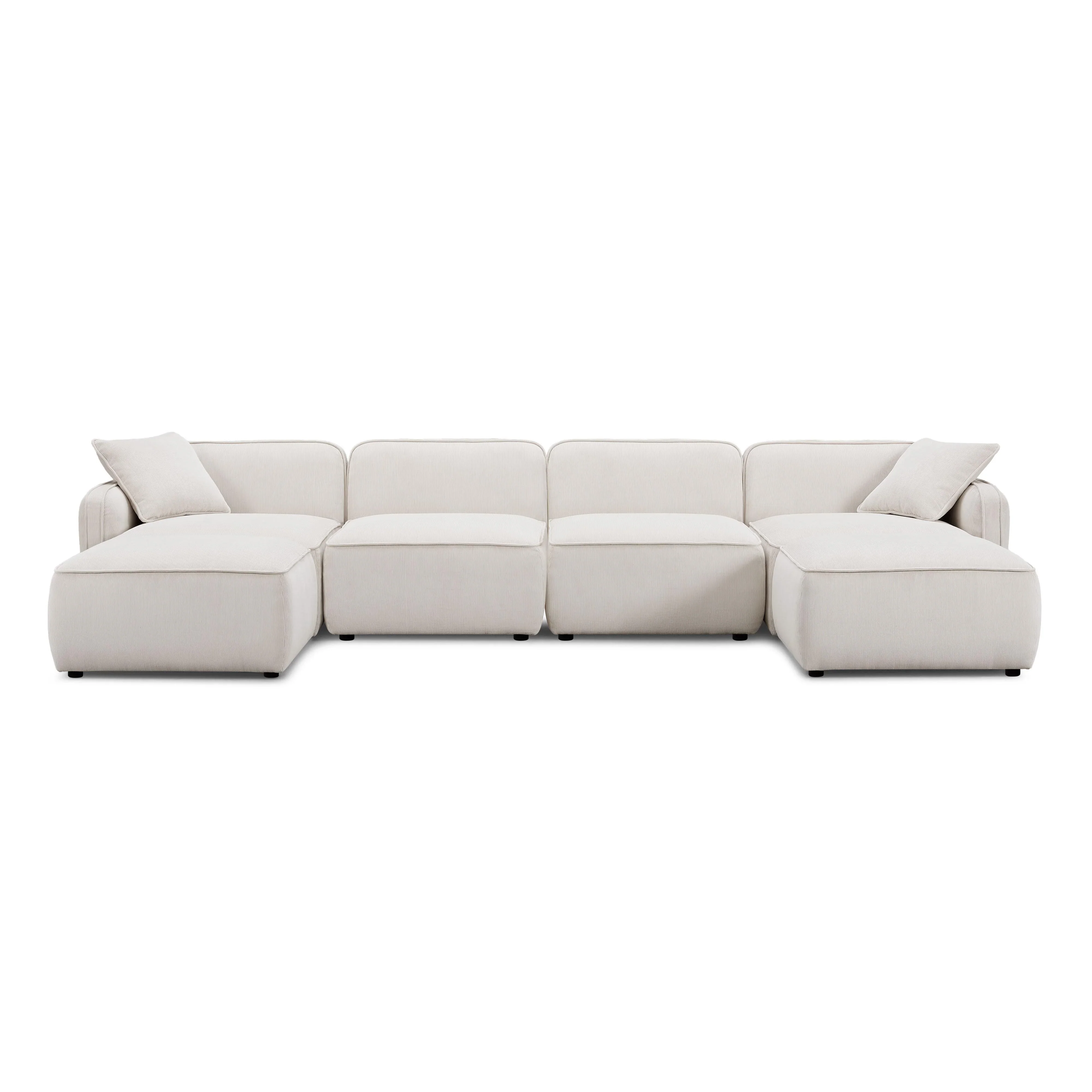 Travie 6-Piece Performance Corduroy Velvet Modular U-Sectional - Image 3