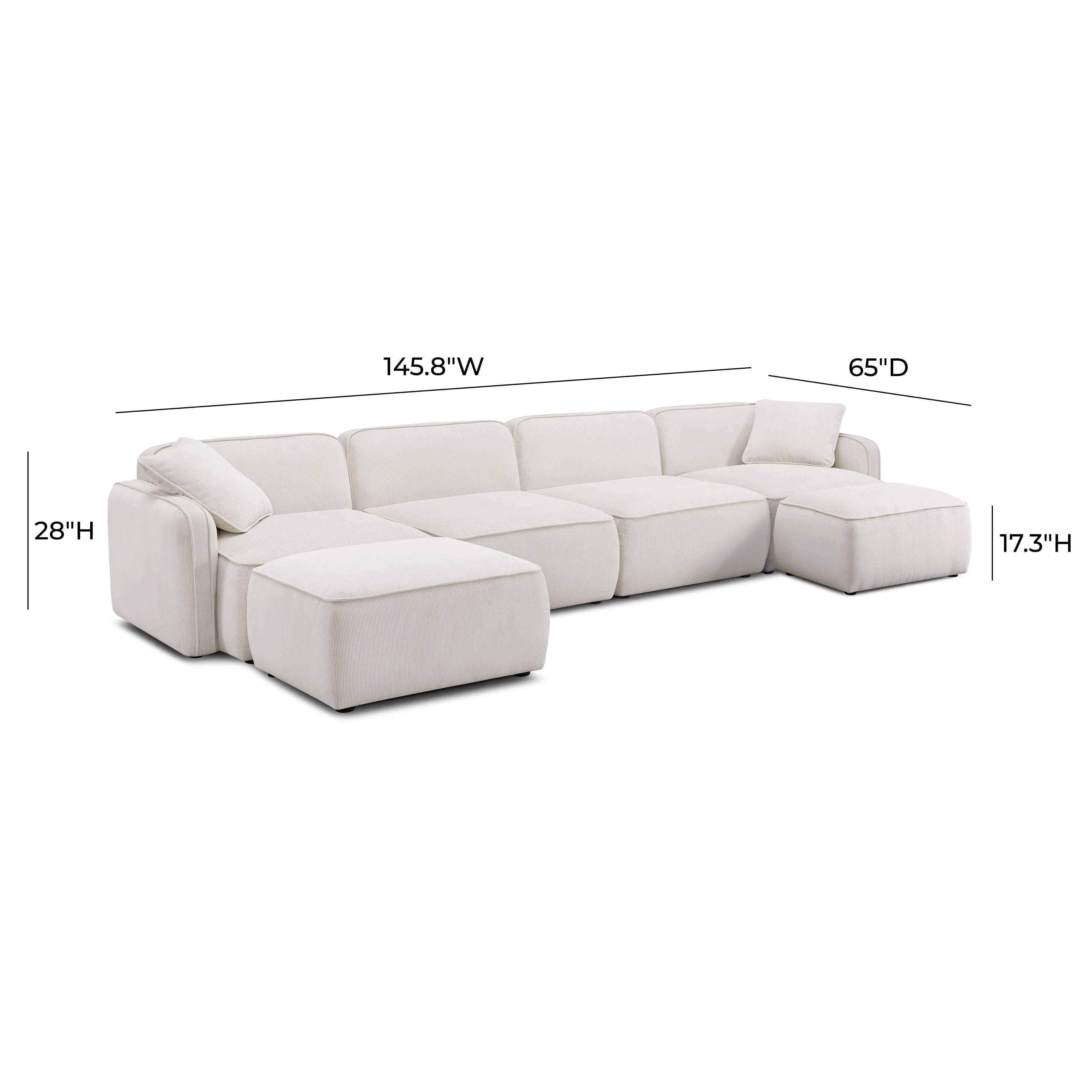 Travie 6-Piece Performance Corduroy Velvet Modular U-Sectional - Image 7