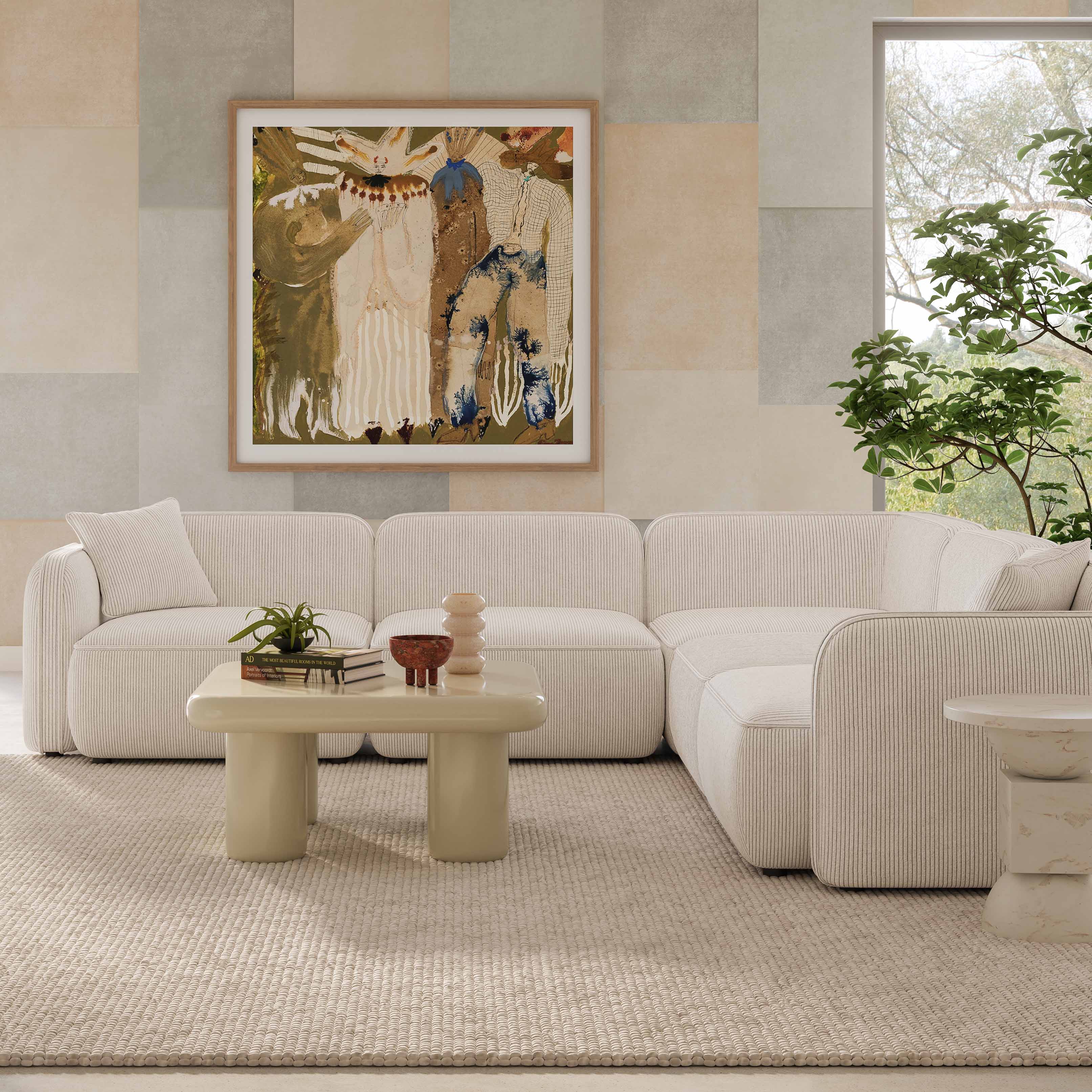 Travie 5-Piece Performance Corduroy Velvet Modular L-Sectional - Image 2
