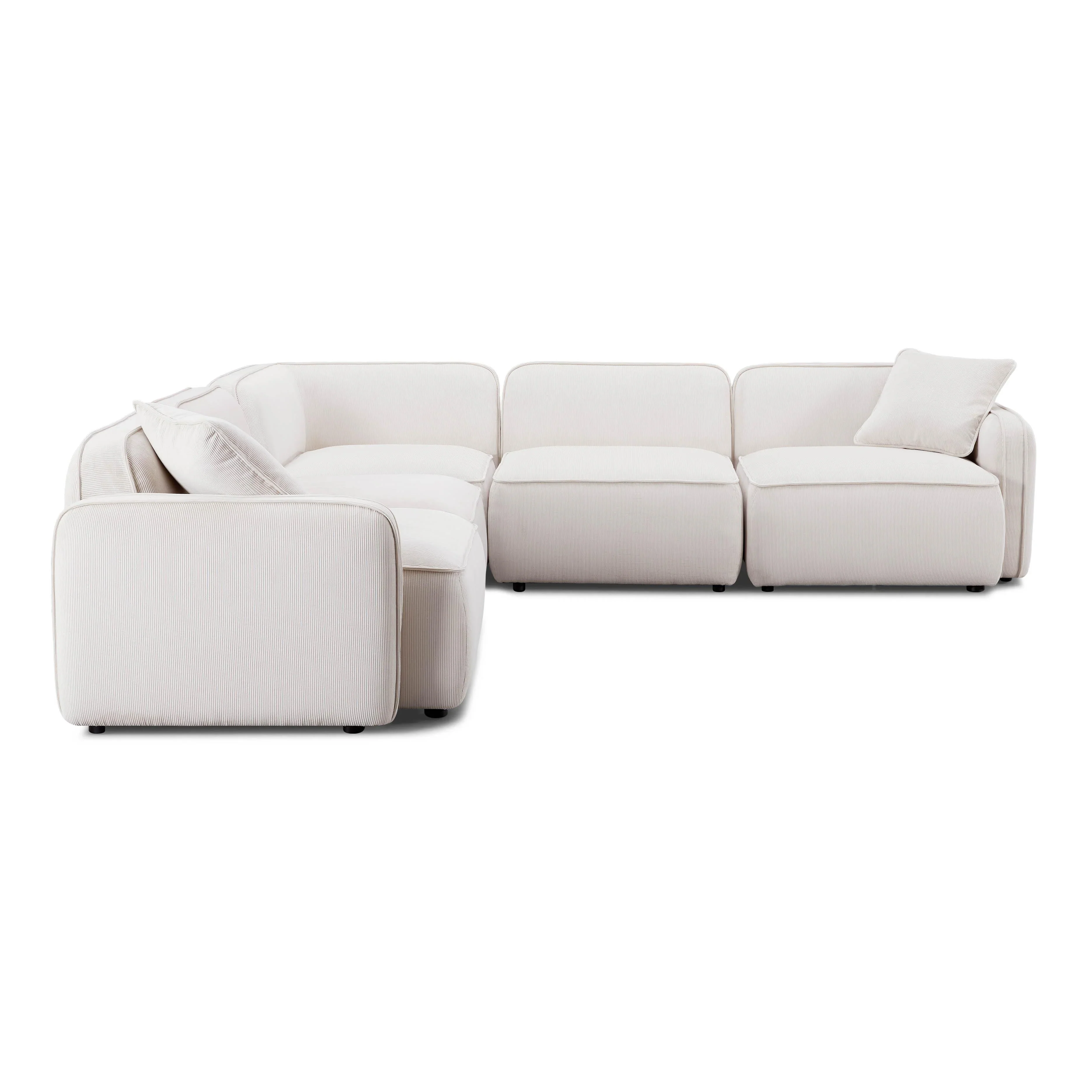 Travie 5-Piece Performance Corduroy Velvet Modular L-Sectional - Image 3