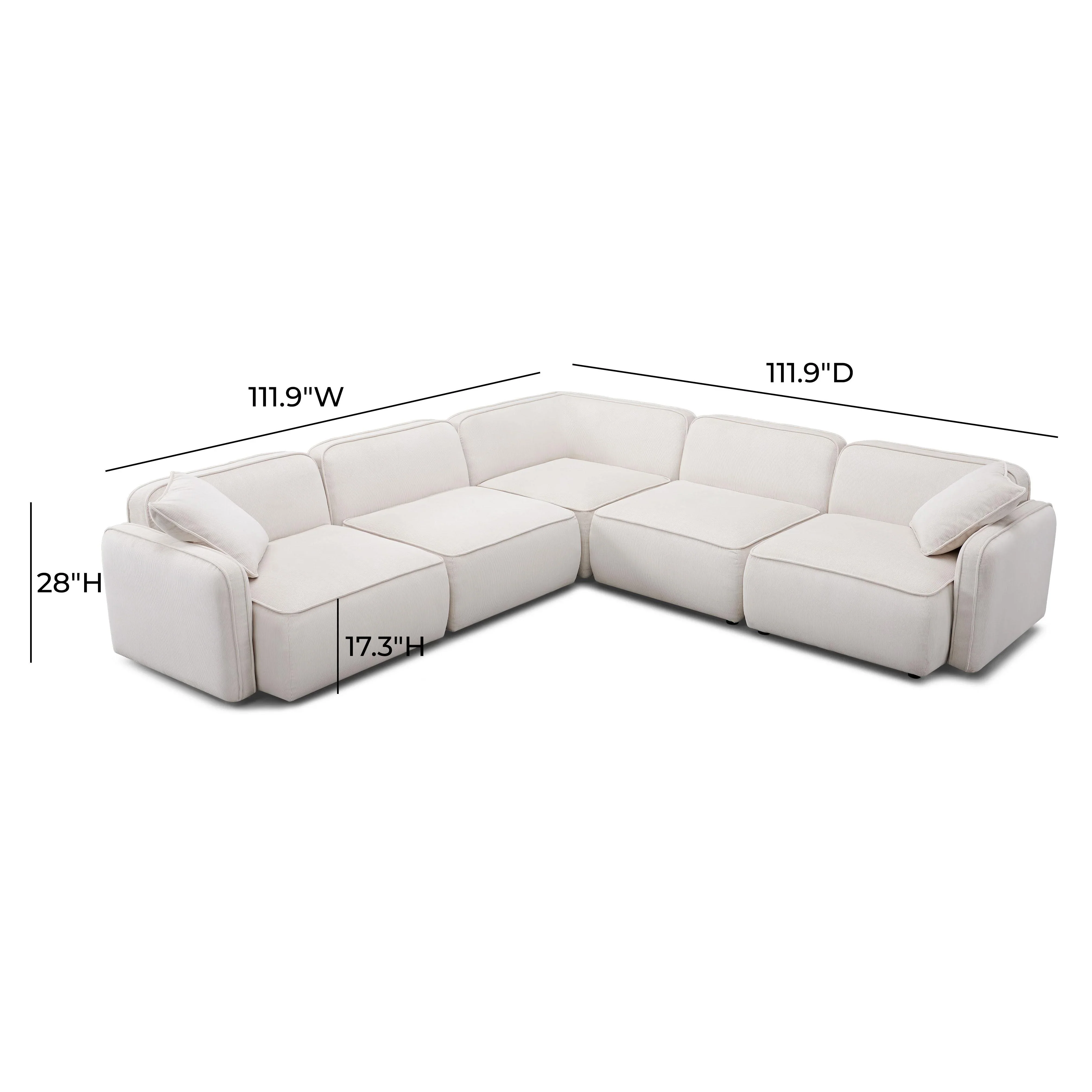 Travie 5-Piece Performance Corduroy Velvet Modular L-Sectional - Image 6