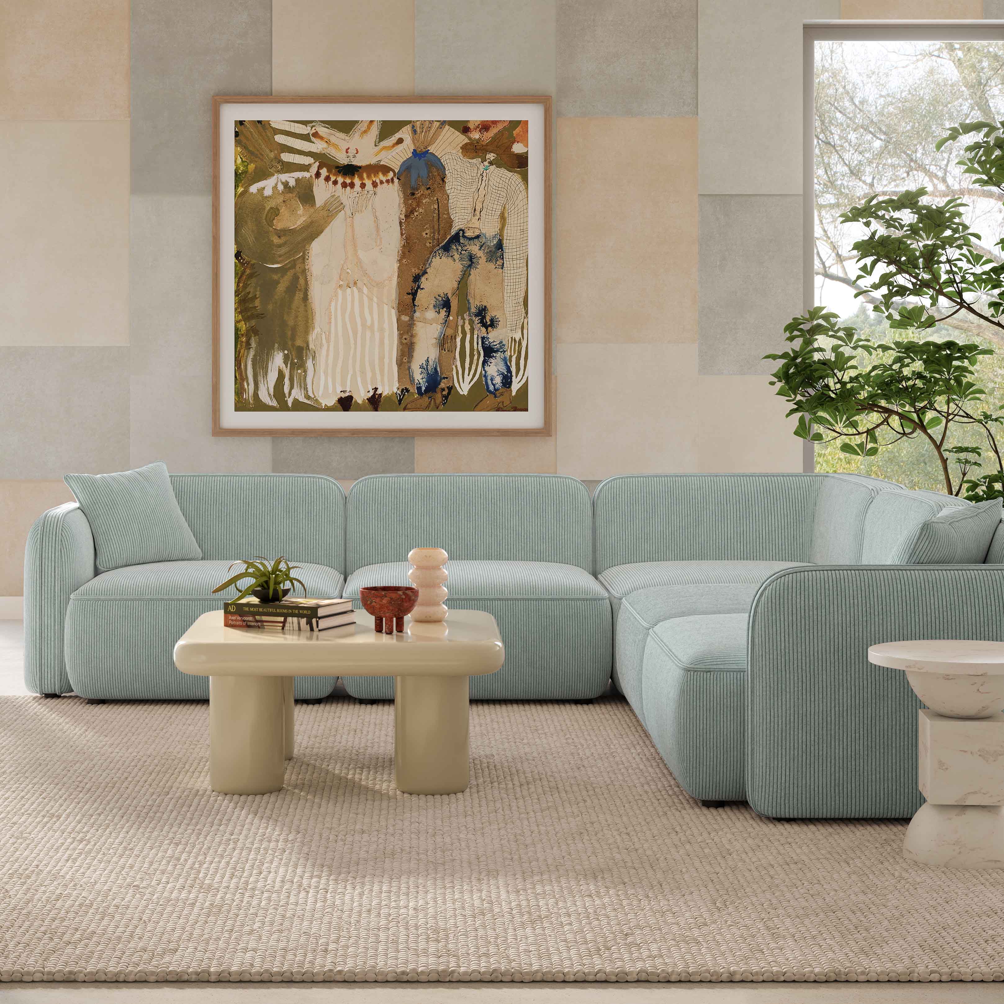 Travie 5-Piece Performance Corduroy Velvet Modular L-Sectional - Image 9