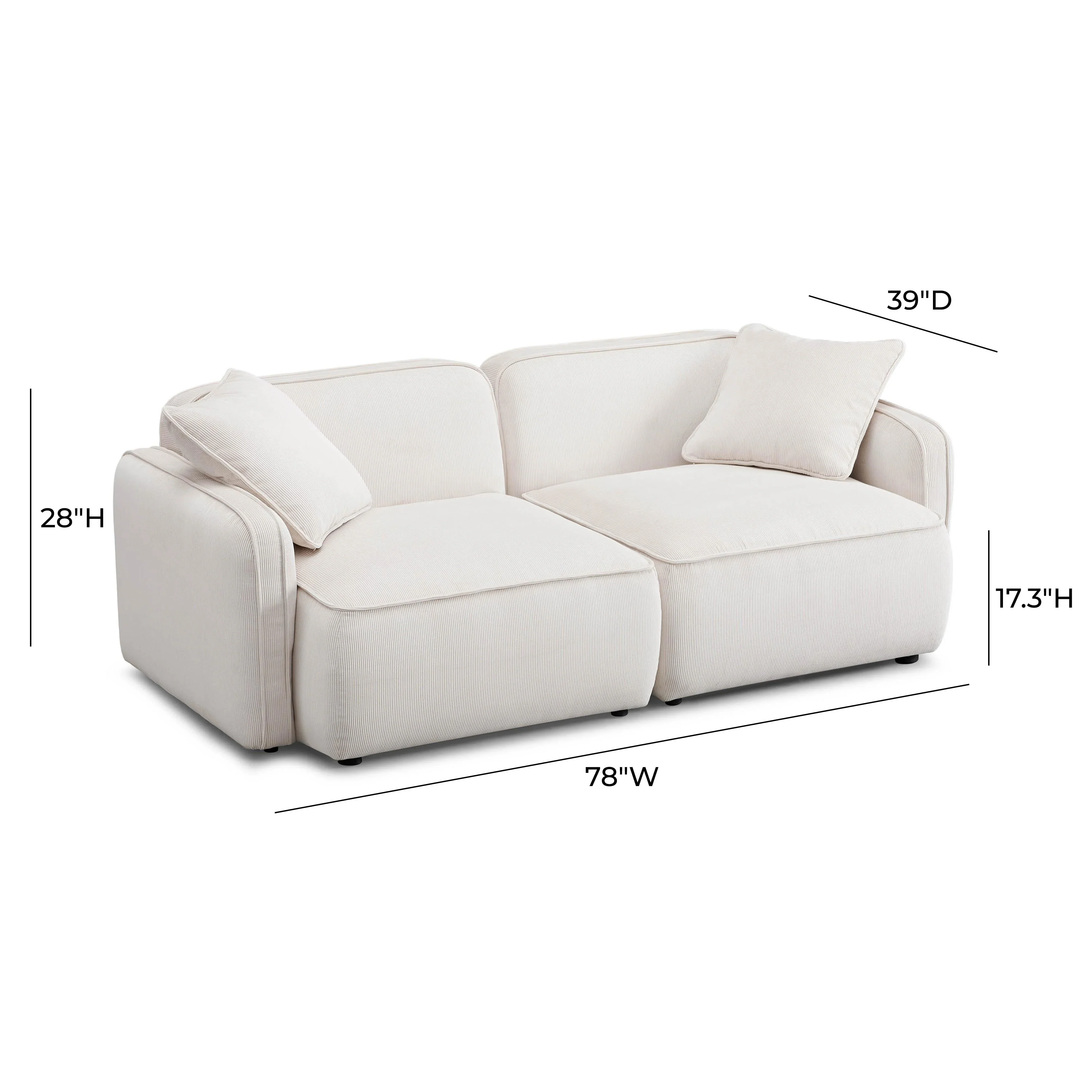 Travie 78" Performance Corduroy Velvet Modular Loveseat - Image 6