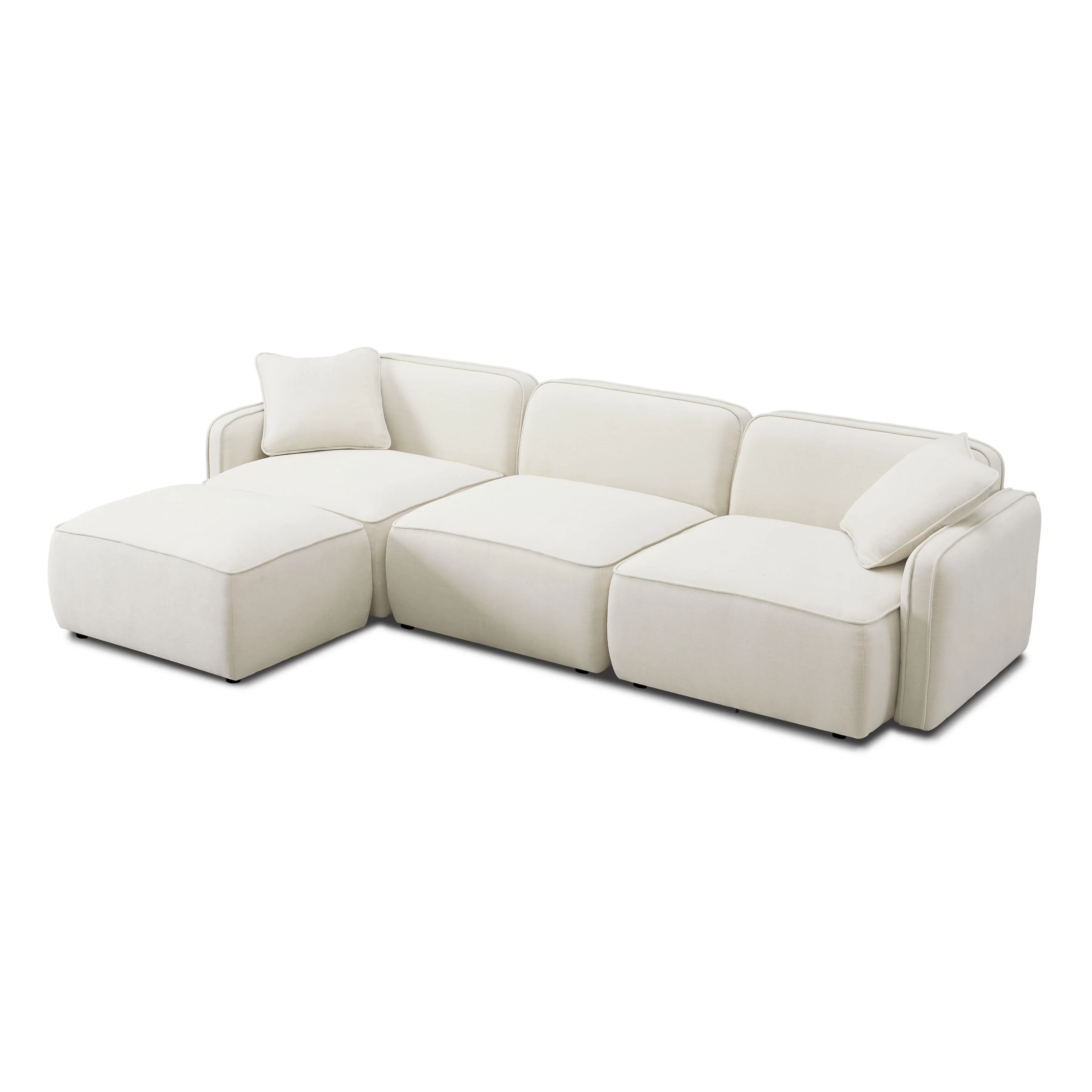 Travie 4-Piece Sand Upcycled Performance Linen Modular Sectional - Image 3