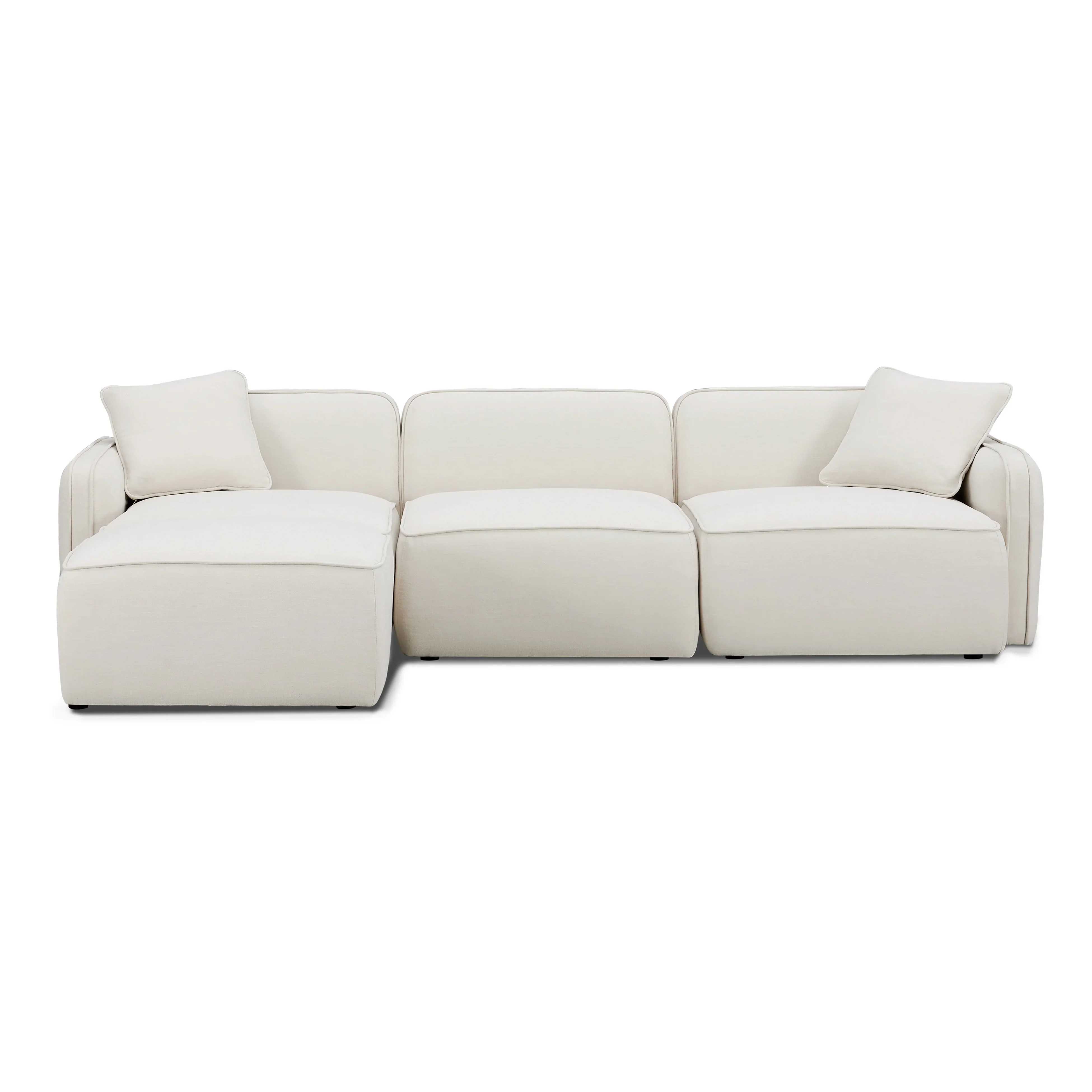 Travie 4-Piece Sand Upcycled Performance Linen Modular Sectional - Image 5