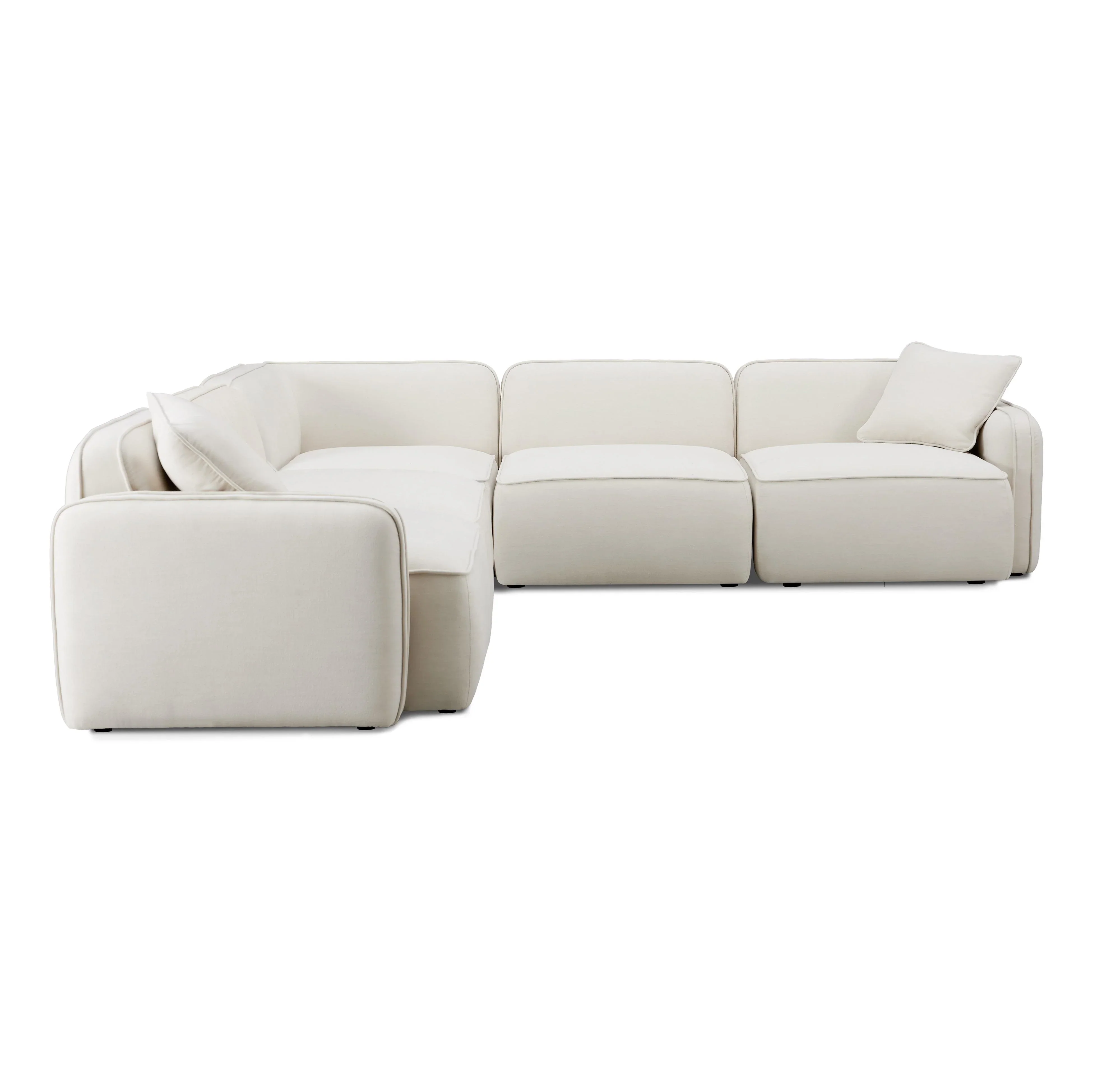Travie 5-Piece Sand Upcycled Performance Linen Modular L-Sectional - Image 3