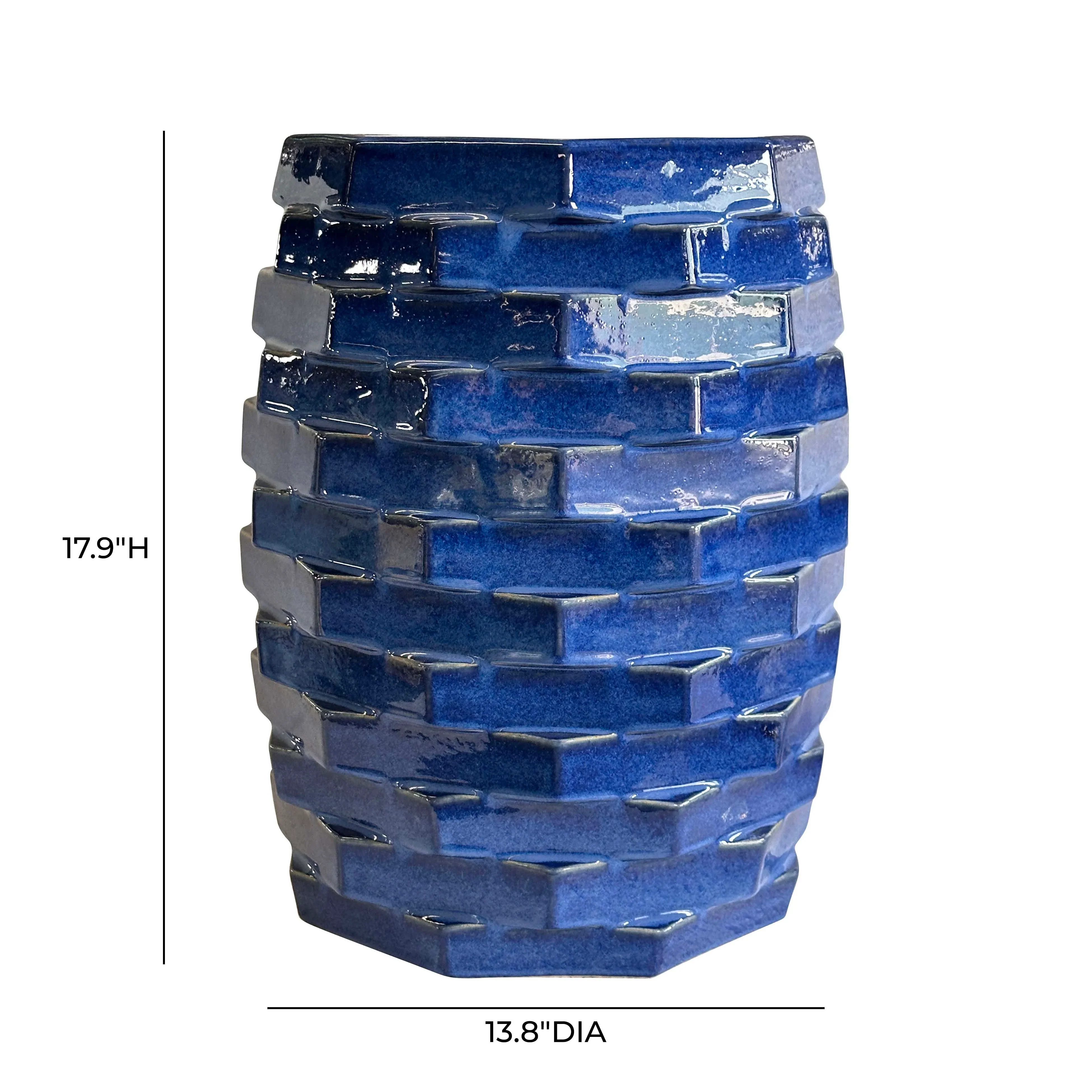 Trax Azul Blue Indoor/Outdoor Ceramic Side Table - Image 4
