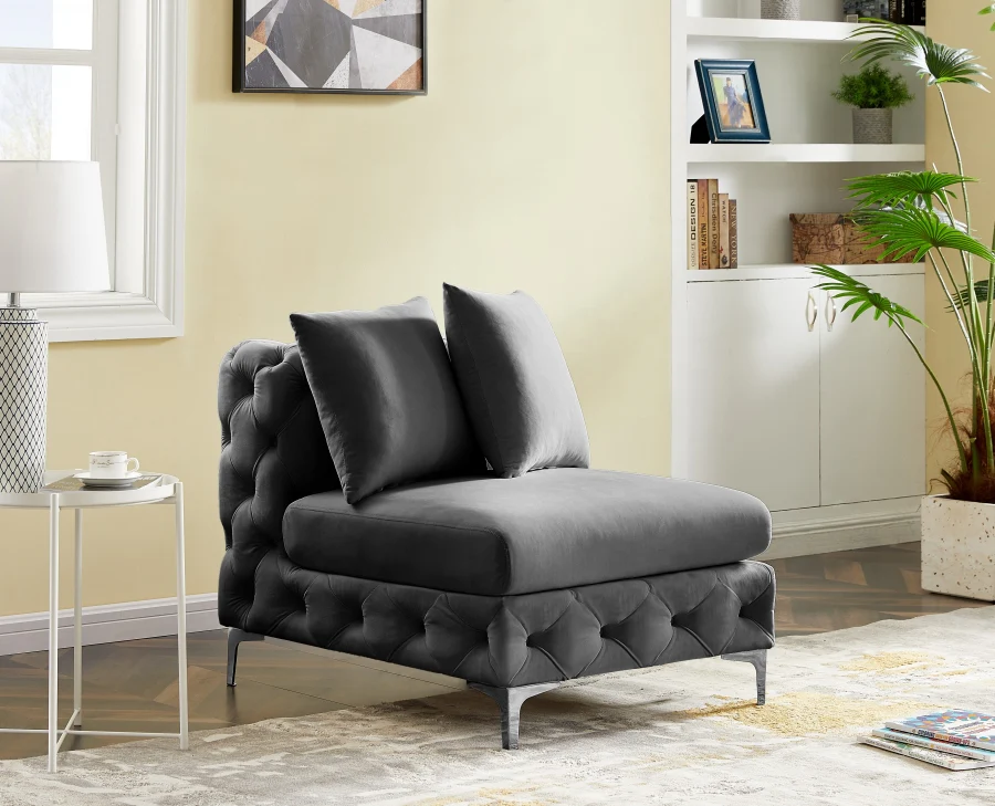 Tremblay Velvet Upholstered Armless Modular Chair - Image 17