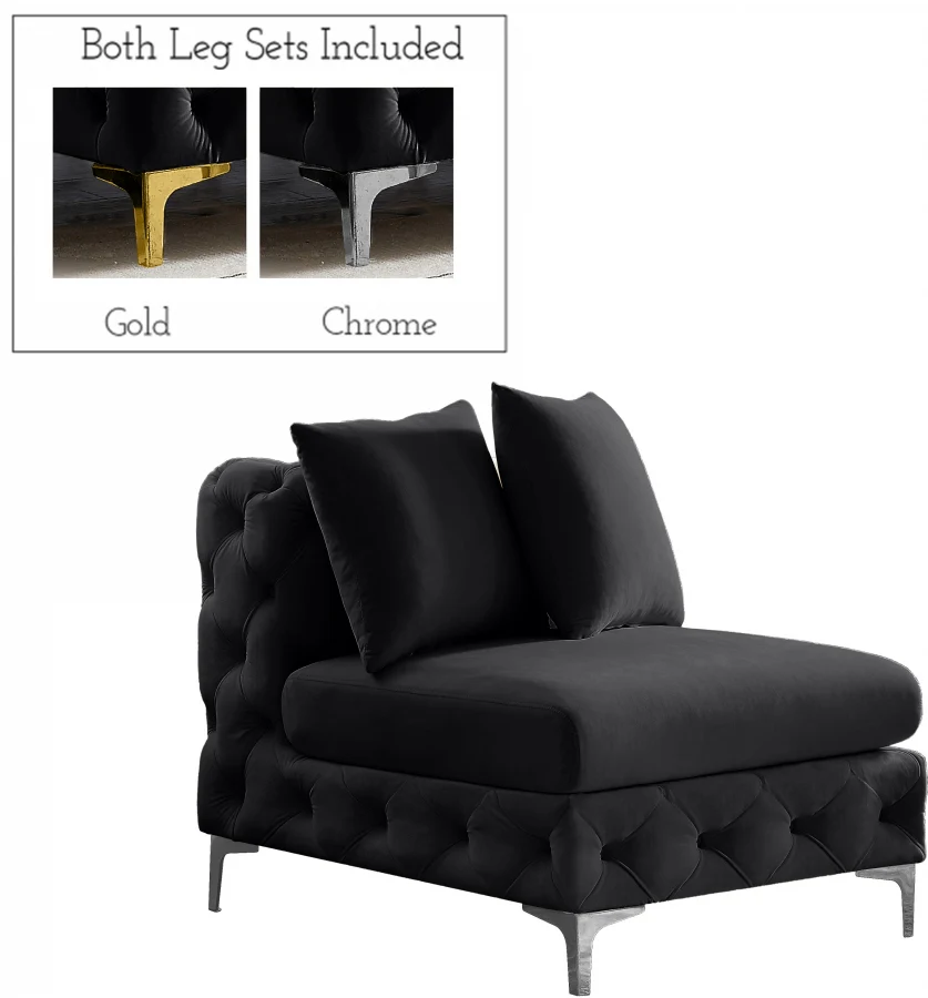 Tremblay Velvet Upholstered Armless Modular Chair - Image 2
