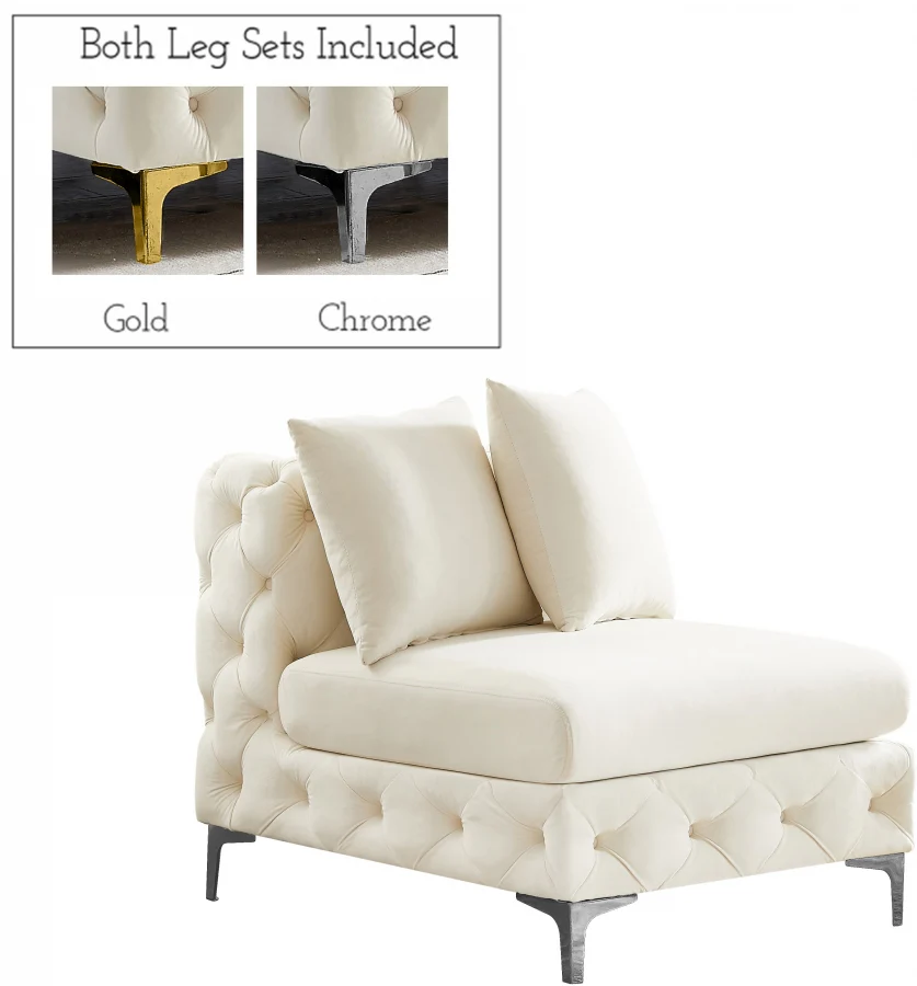 Tremblay Velvet Upholstered Armless Modular Chair - Image 28