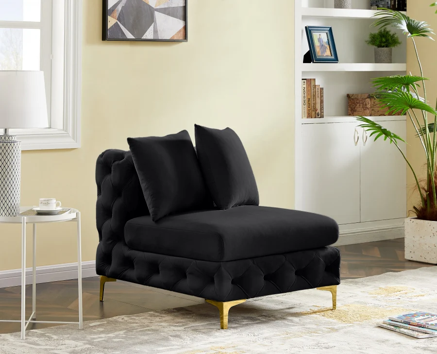 Tremblay Velvet Upholstered Armless Modular Chair - Image 3