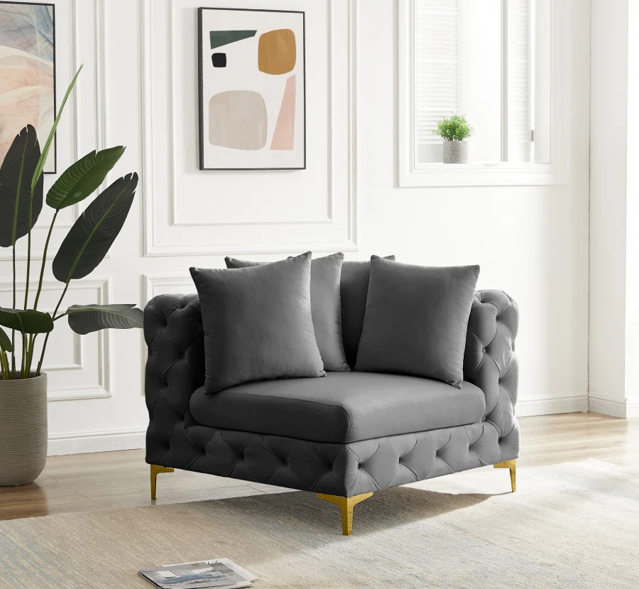 Tremblay Velvet Upholstered Corner Modular Chair - Image 16