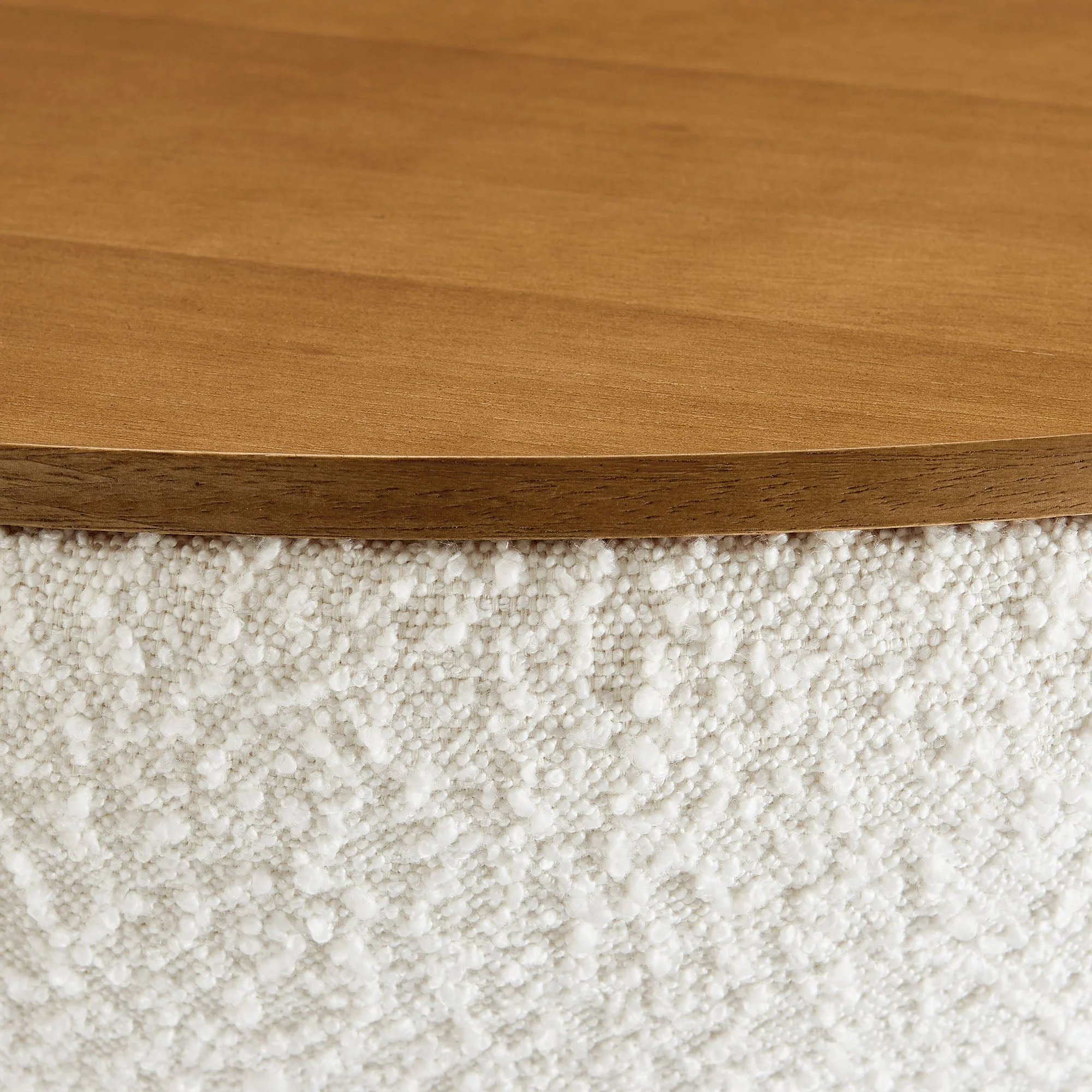 Tridome Round Boucle Upholstered Storage Coffee Table in Natural Ivory - Image 8