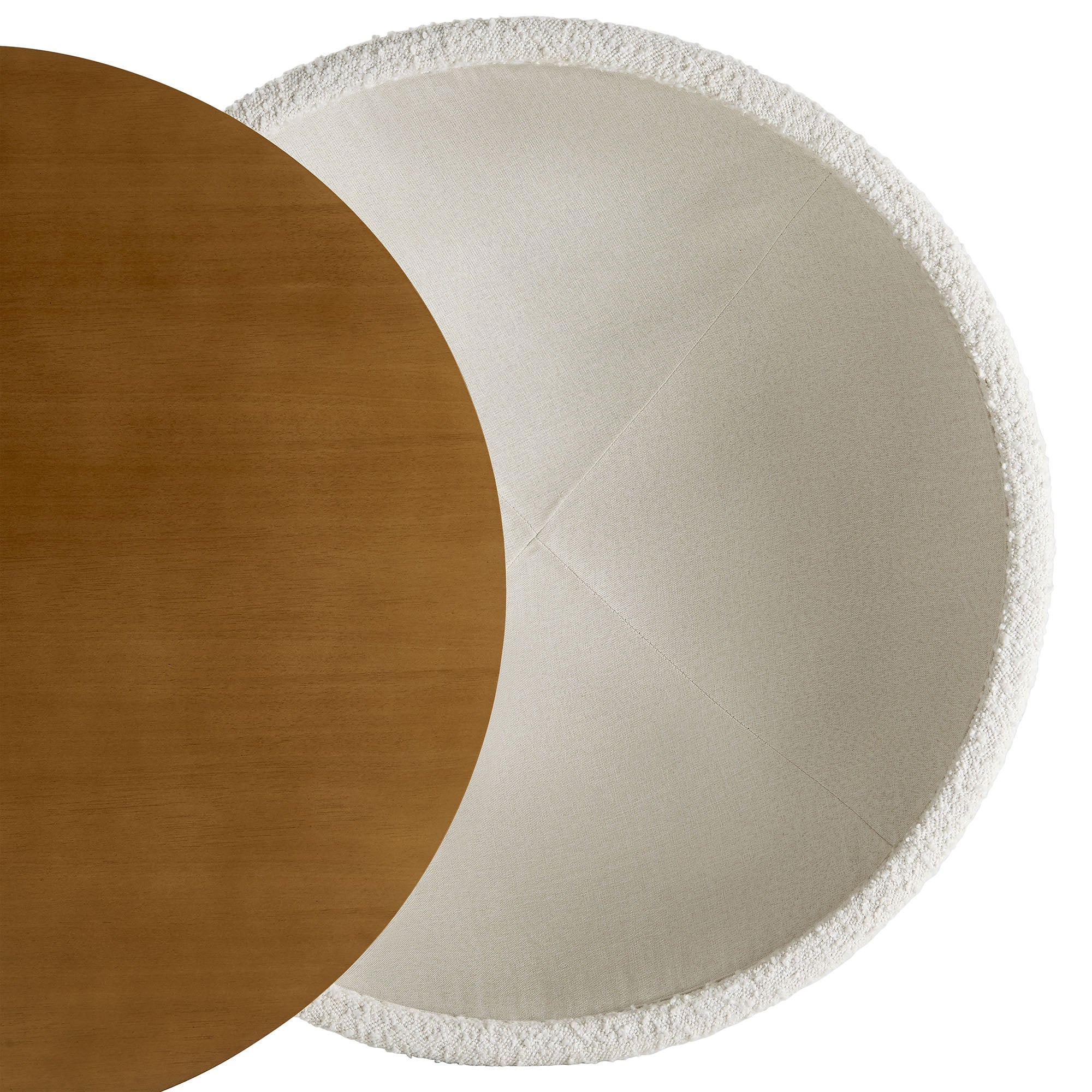 Tridome Round Boucle Upholstered Storage Coffee Table in Natural Ivory - Image 9