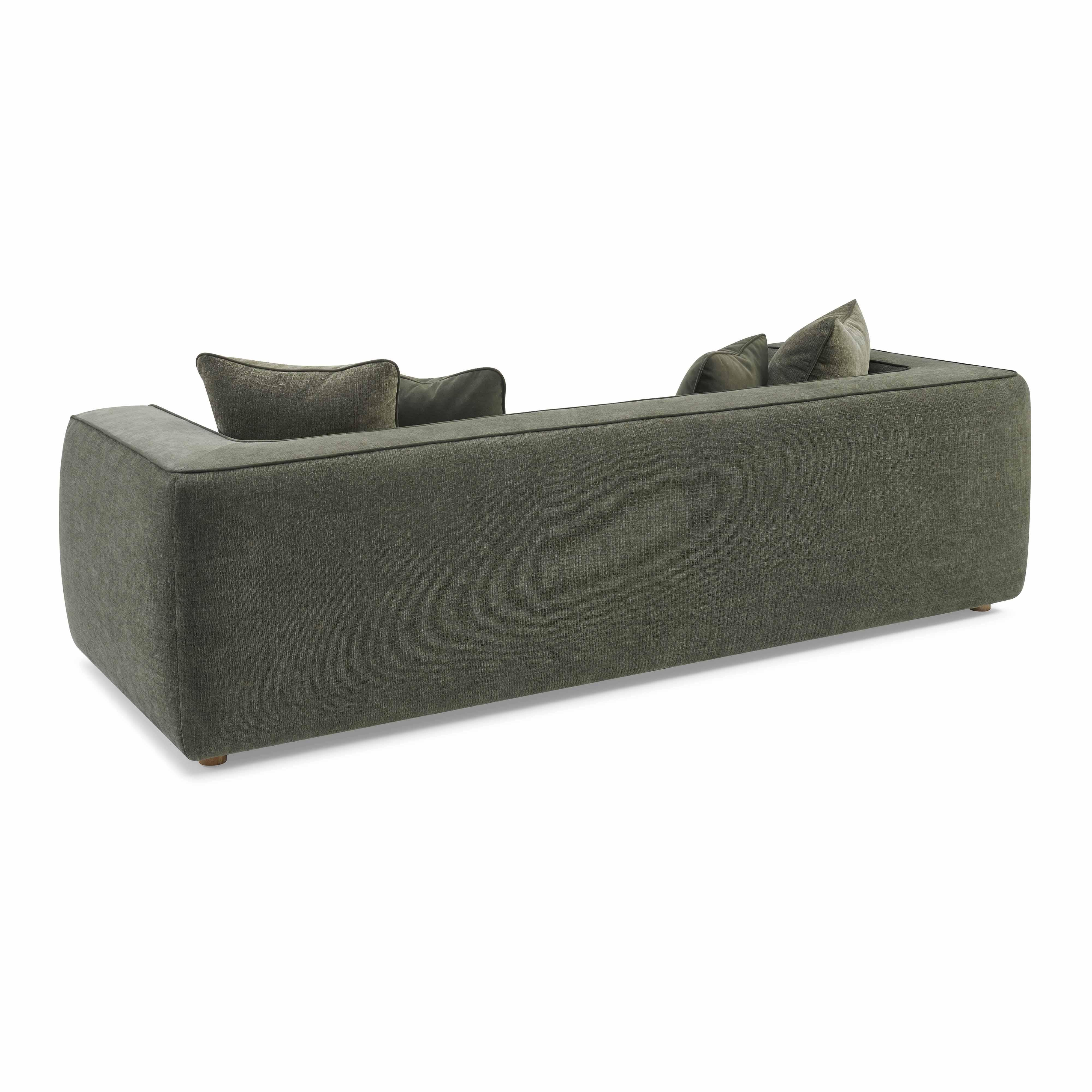 Tristine 96" Olive Green Upcycled Performance Basketweave Sofa - Image 4