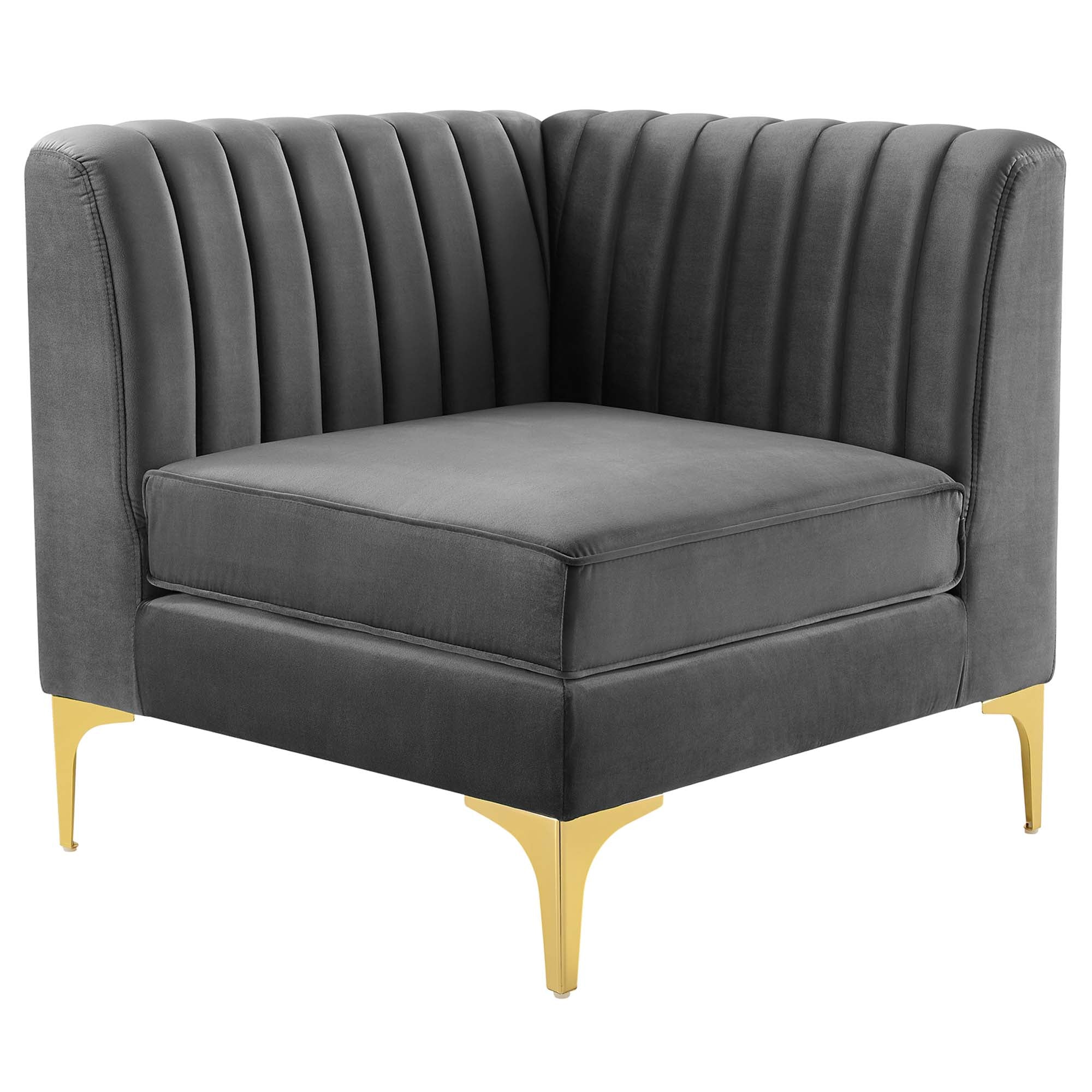 Triumph Channel Tufted Performance Velvet 6-Piece Sectional Sofa - Image 3