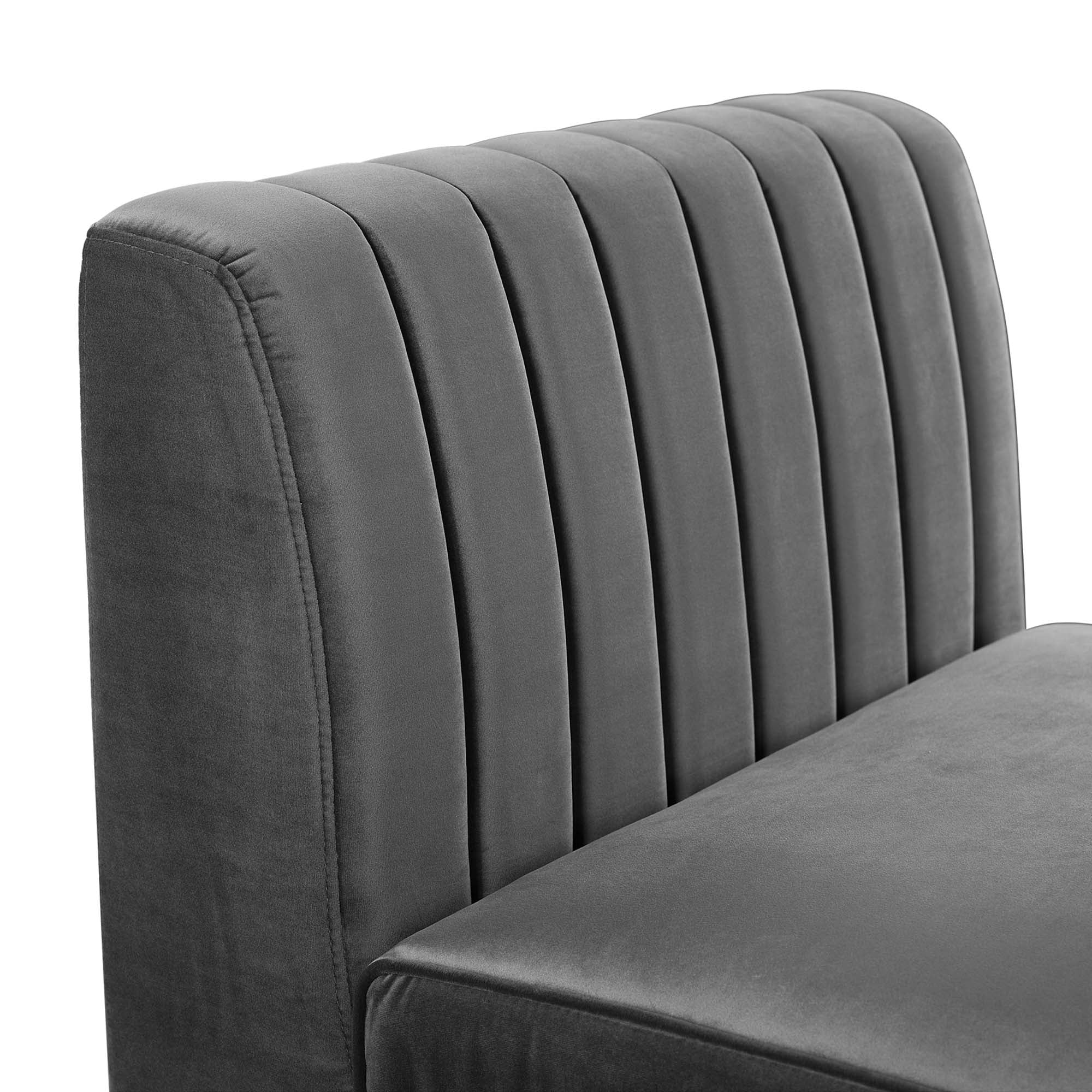 Triumph Channel Tufted Performance Velvet Armless Chair - Image 7