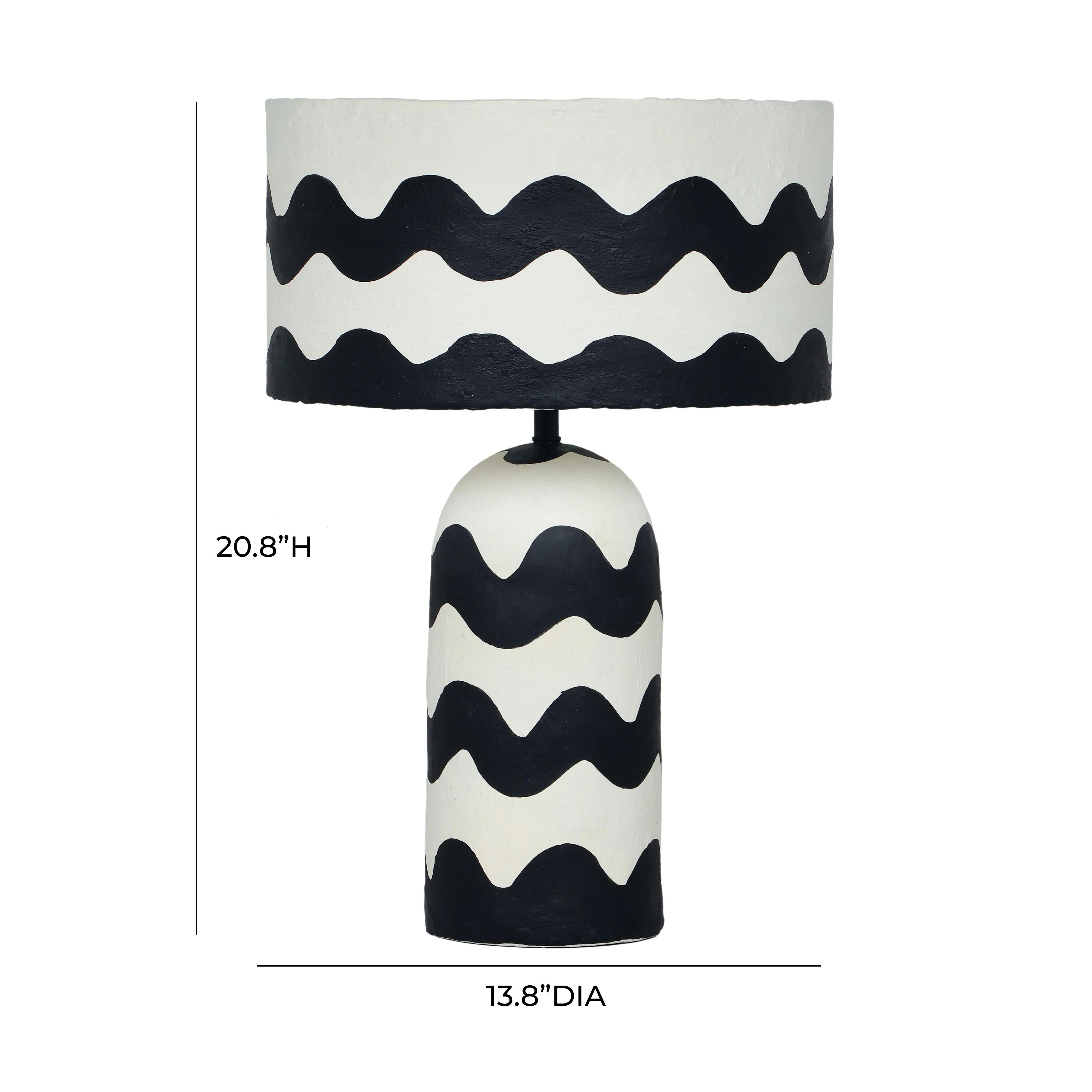 Tropea Black Waves Papier Mache Table Lamp - Image 6