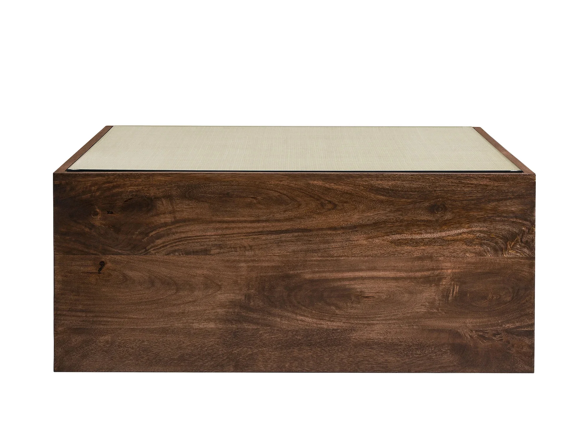 Truett Square Wood Rattan Coffee Table in Walnut - Image 4