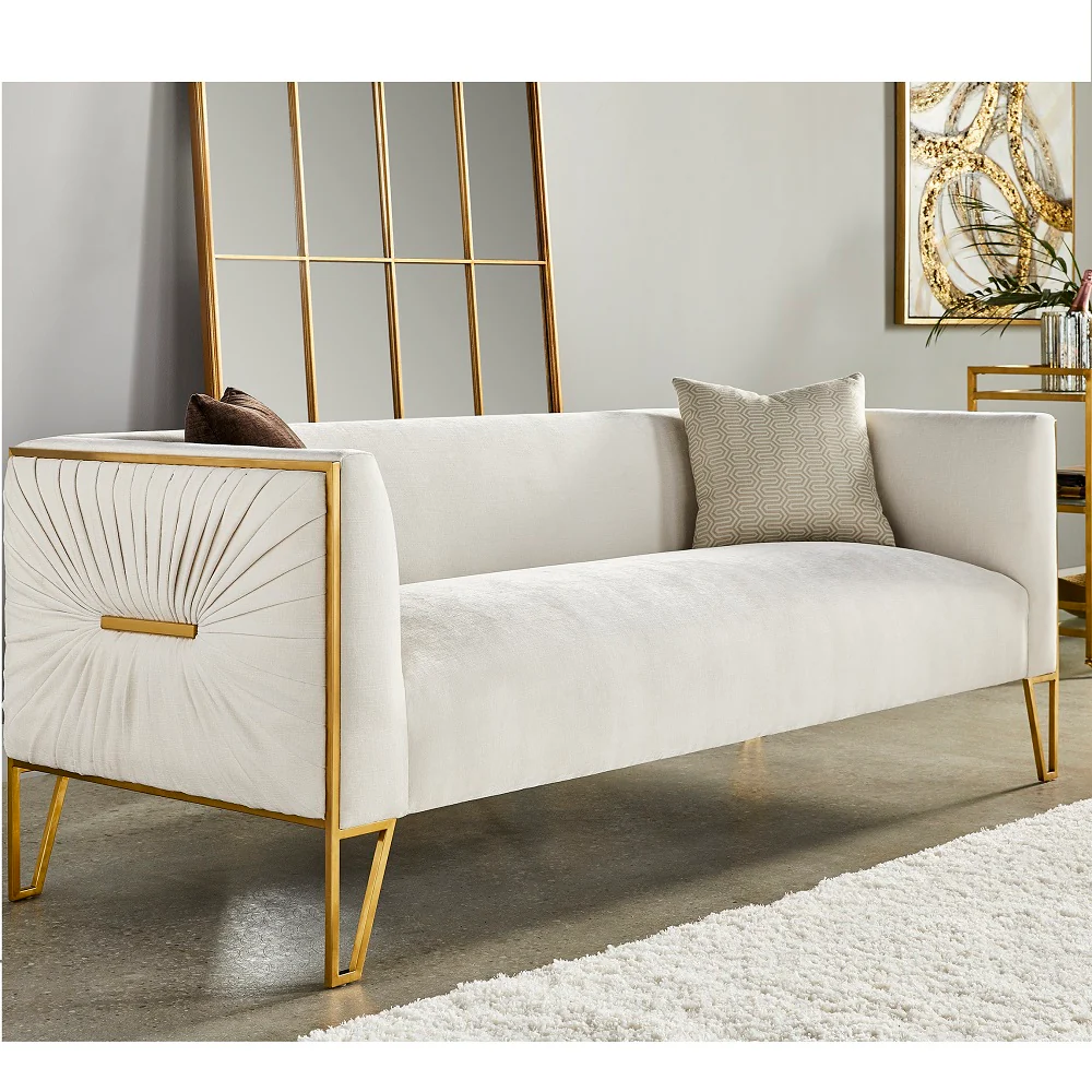 Truro Gold Sofa Vanilla Fabric - Image 2