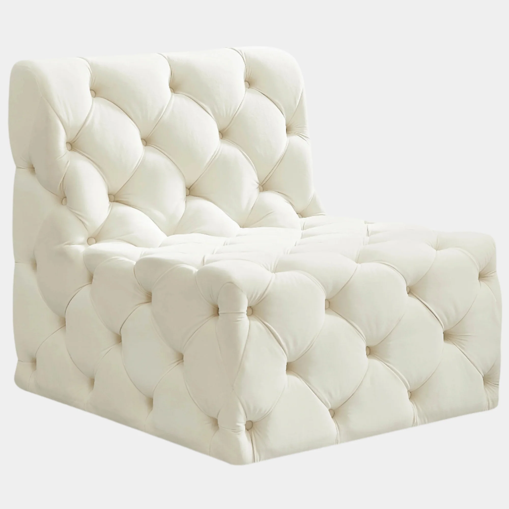 Tuft Velvet Upholstered Armless Modular Chair - Image 19