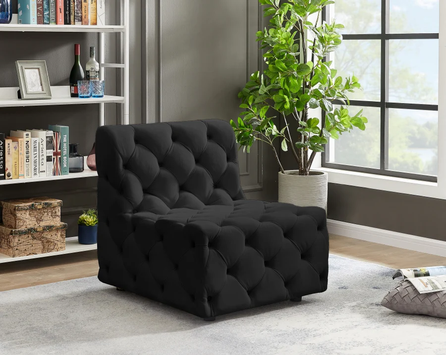 Tuft Velvet Upholstered Armless Modular Chair - Image 2