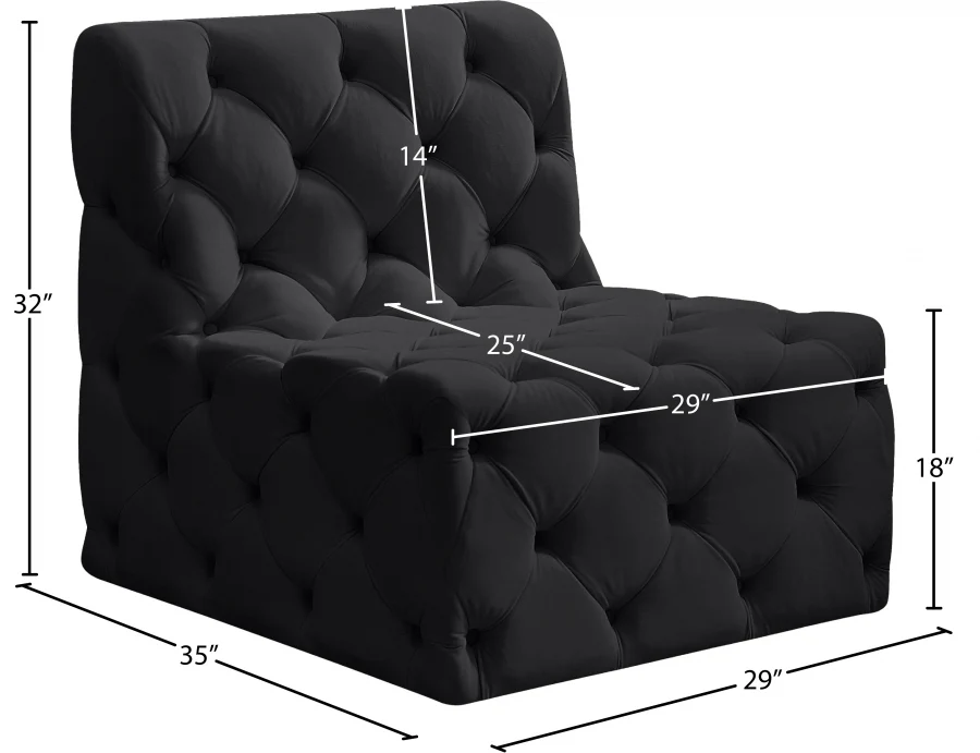 Tuft Velvet Upholstered Armless Modular Chair - Image 8