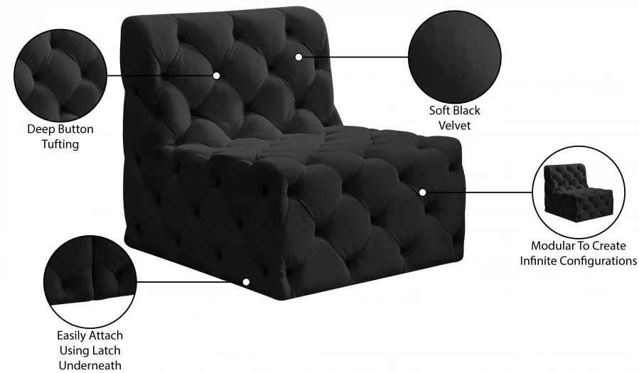 Tuft Velvet Upholstered Armless Modular Chair - Image 9