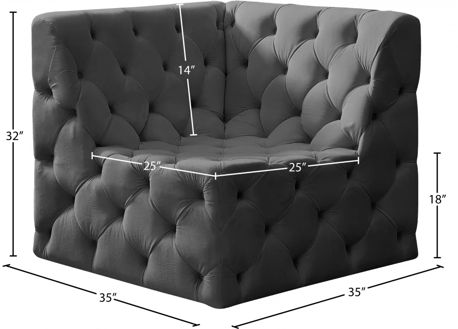 Tuft Velvet Upholstered Corner Modular Chair - Image 15