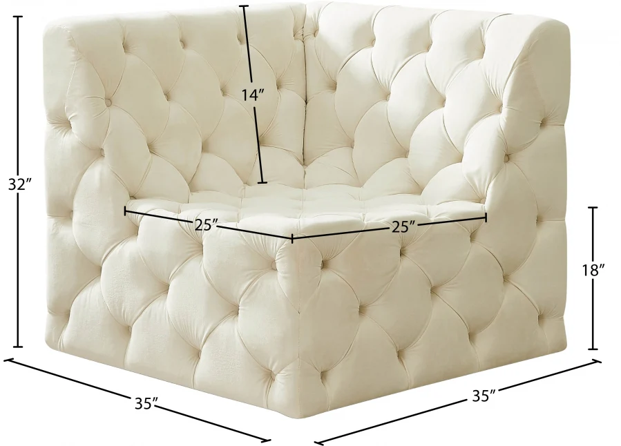 Tuft Velvet Upholstered Corner Modular Chair - Image 23