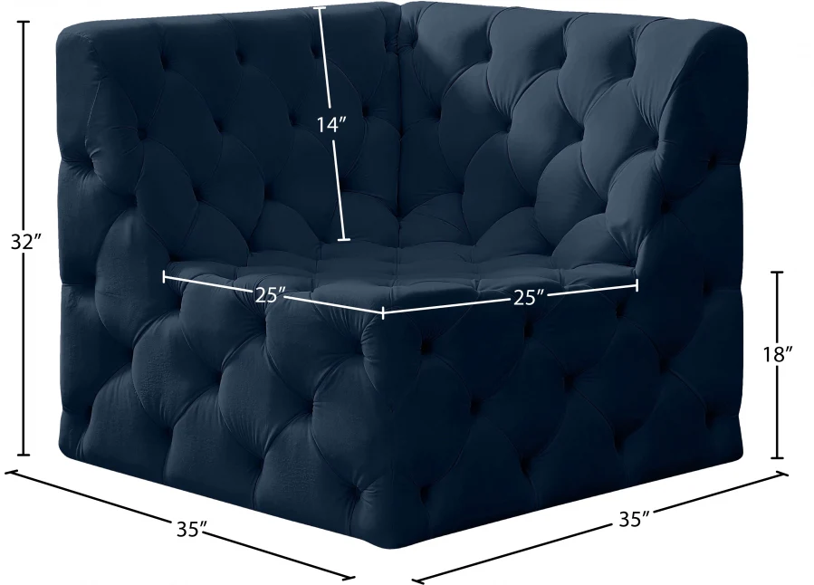 Tuft Velvet Upholstered Corner Modular Chair - Image 31