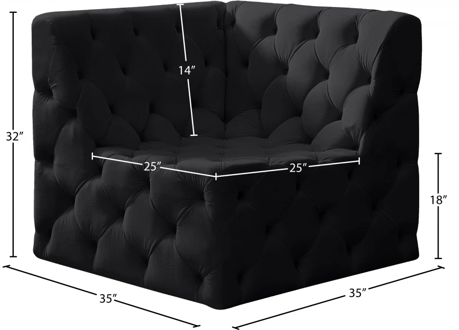 Tuft Velvet Upholstered Corner Modular Chair - Image 7