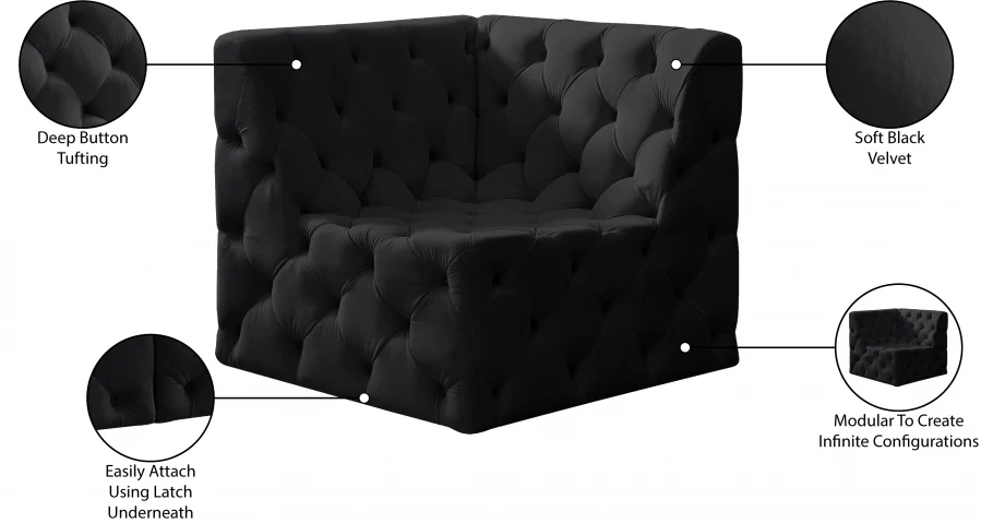 Tuft Velvet Upholstered Corner Modular Chair - Image 8