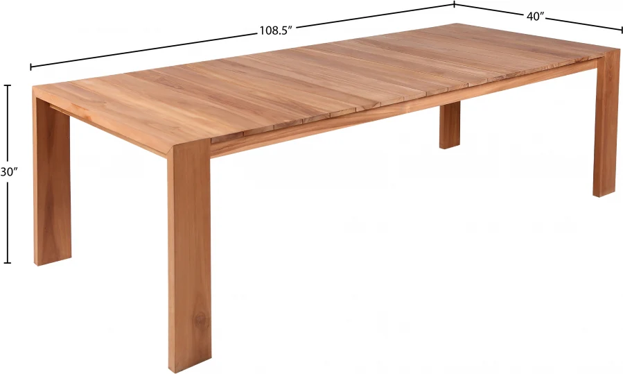 Tulum 108.5" Teak Wood Outdoor Patio Dining Table - Image 7