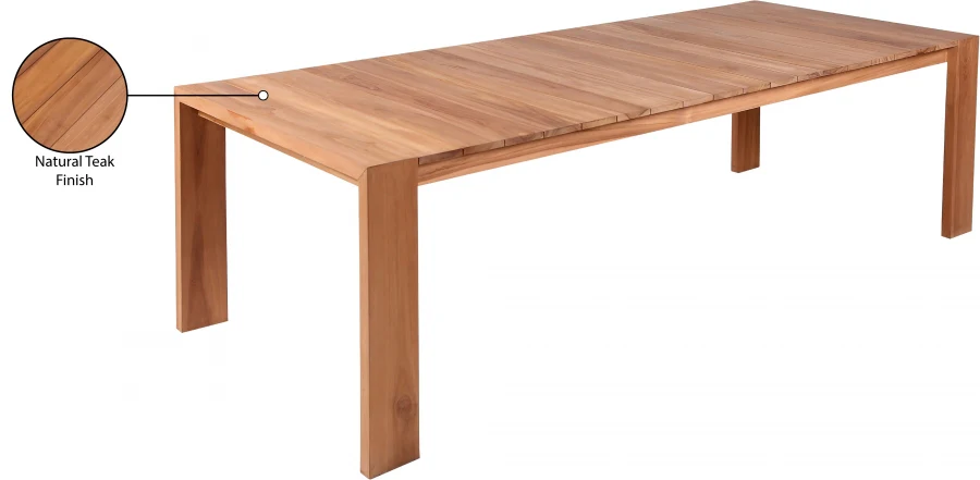 Tulum 108.5" Teak Wood Outdoor Patio Dining Table - Image 8