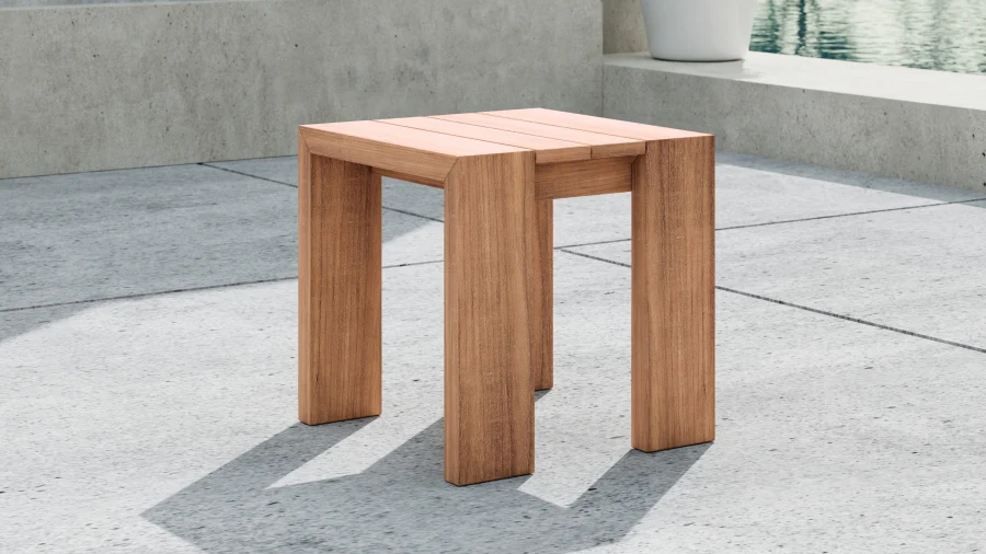 Tulum Teak Wood Outdoor Patio End / Side Table - Image 2