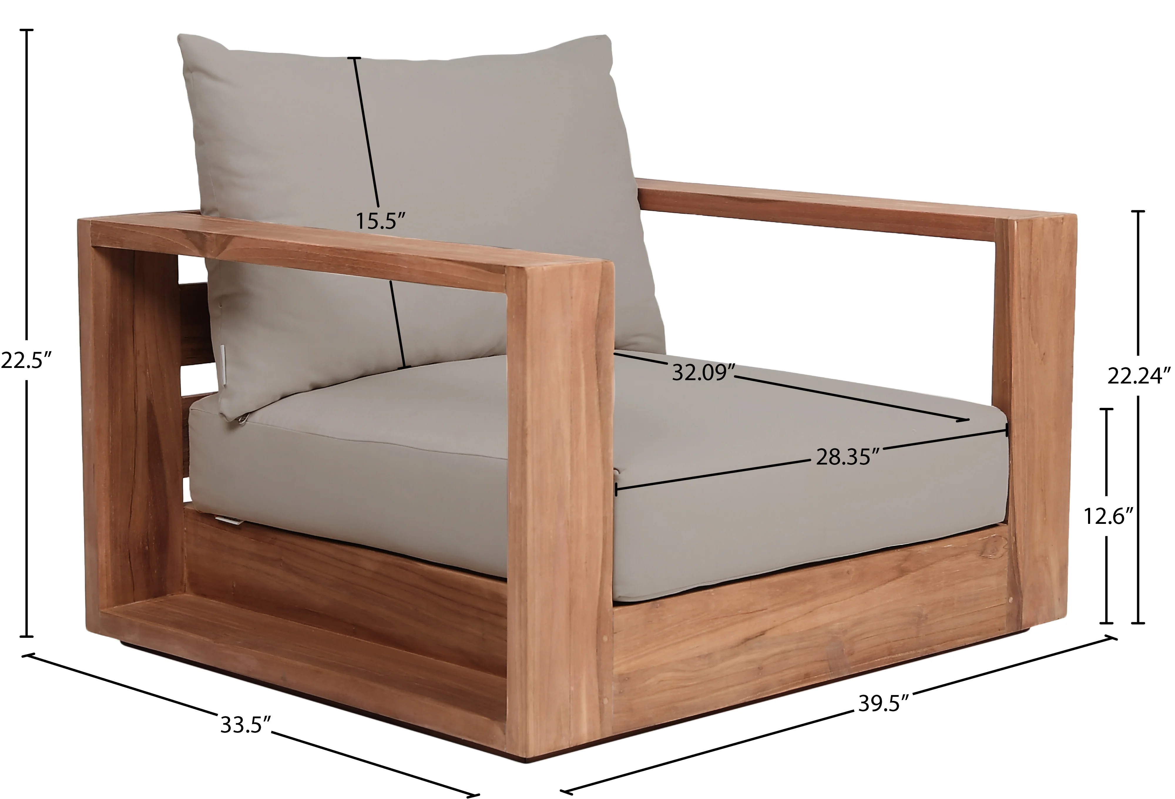Tulum Water Resistant Fabric Upholstered Outdoor Patio Accent Chair - Image 17